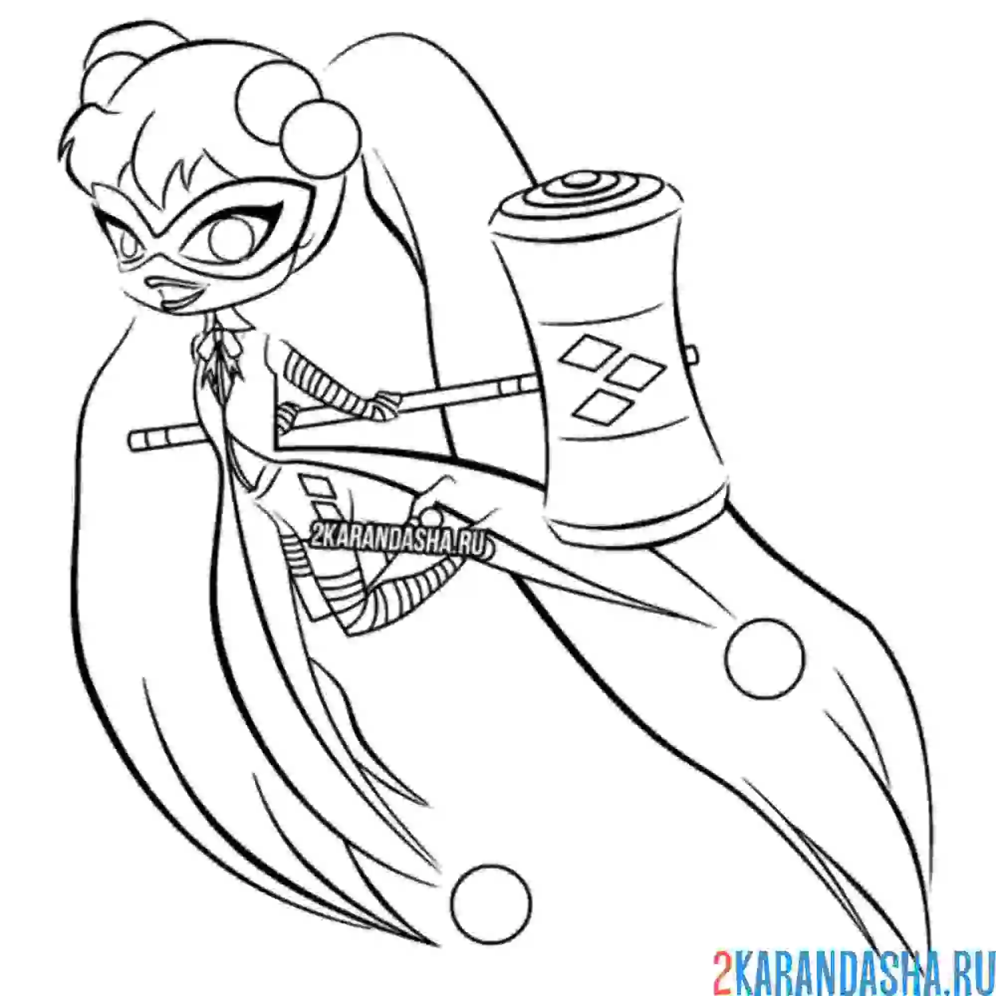 Раскраска харли квинн мультяшка
