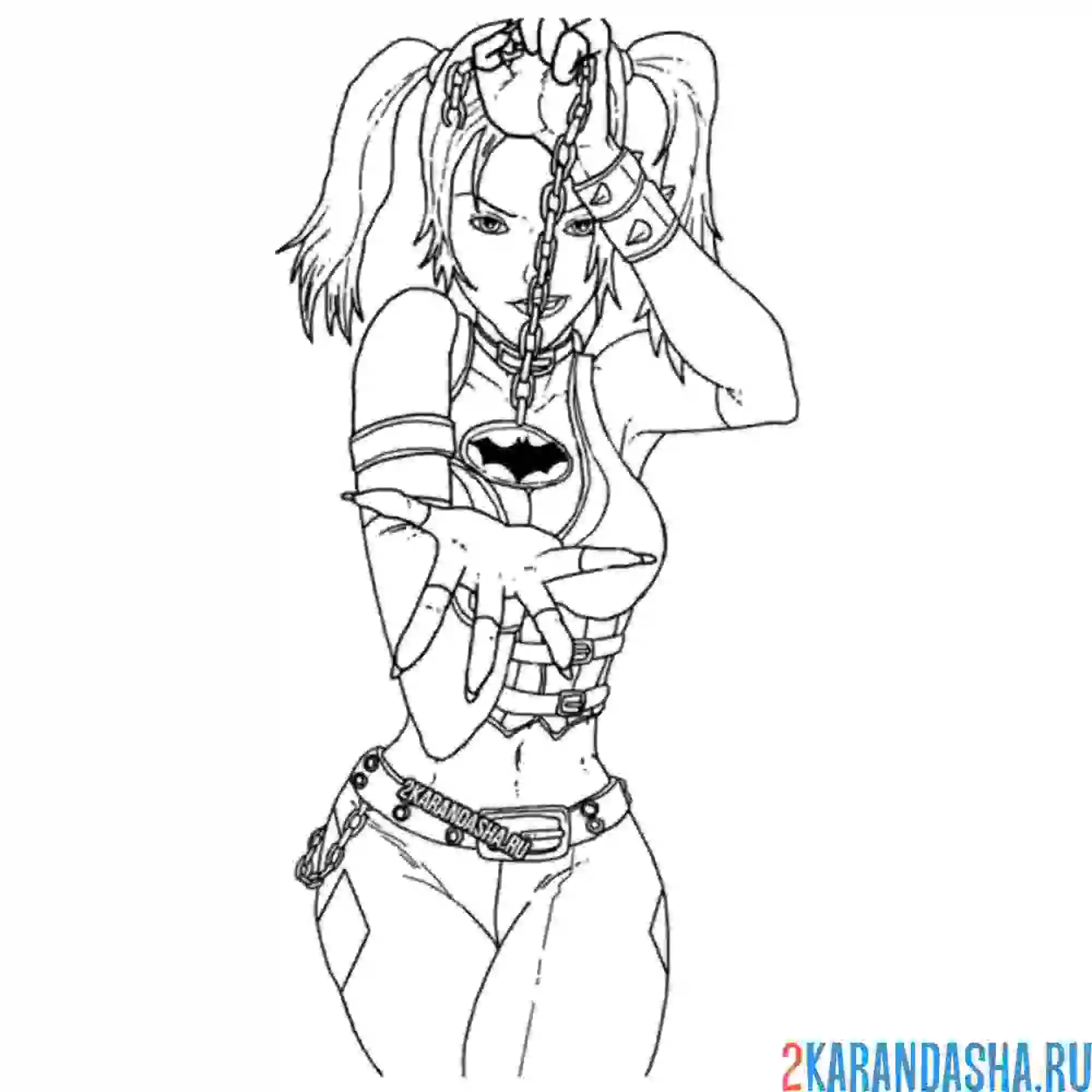 Раскраска харли квинн и лого бэтмен