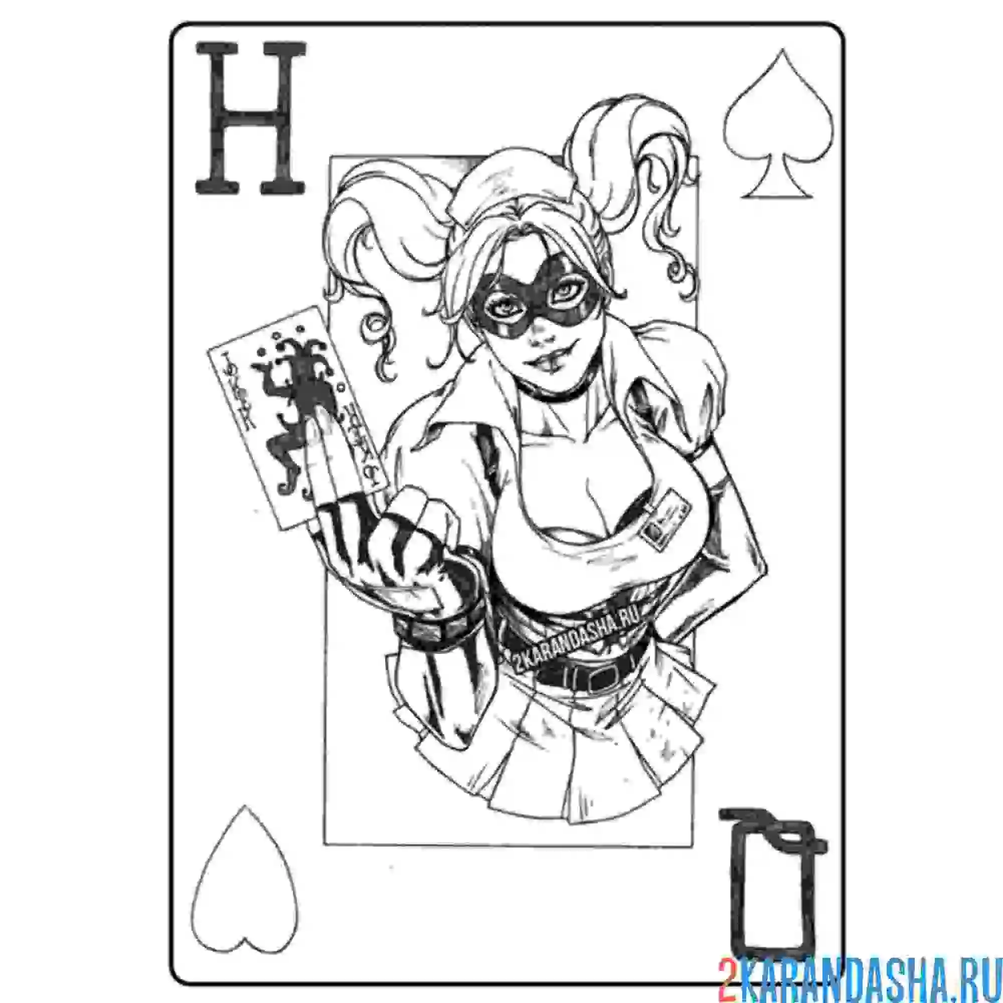 Раскраска харли квинн карта