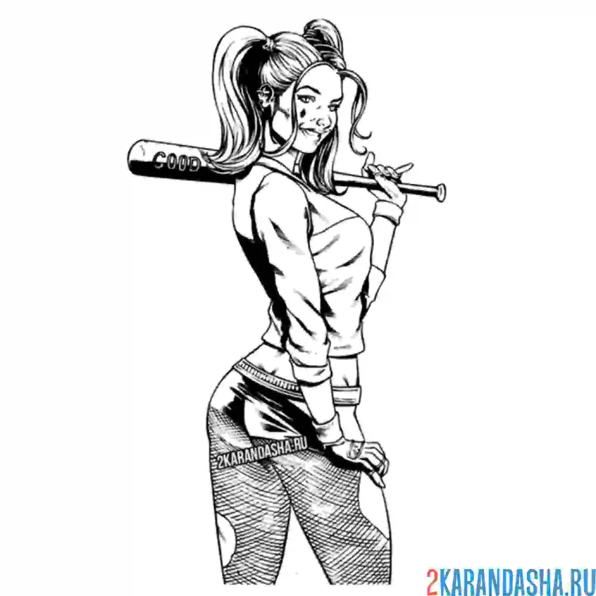 Раскраска харли квинн девчонка