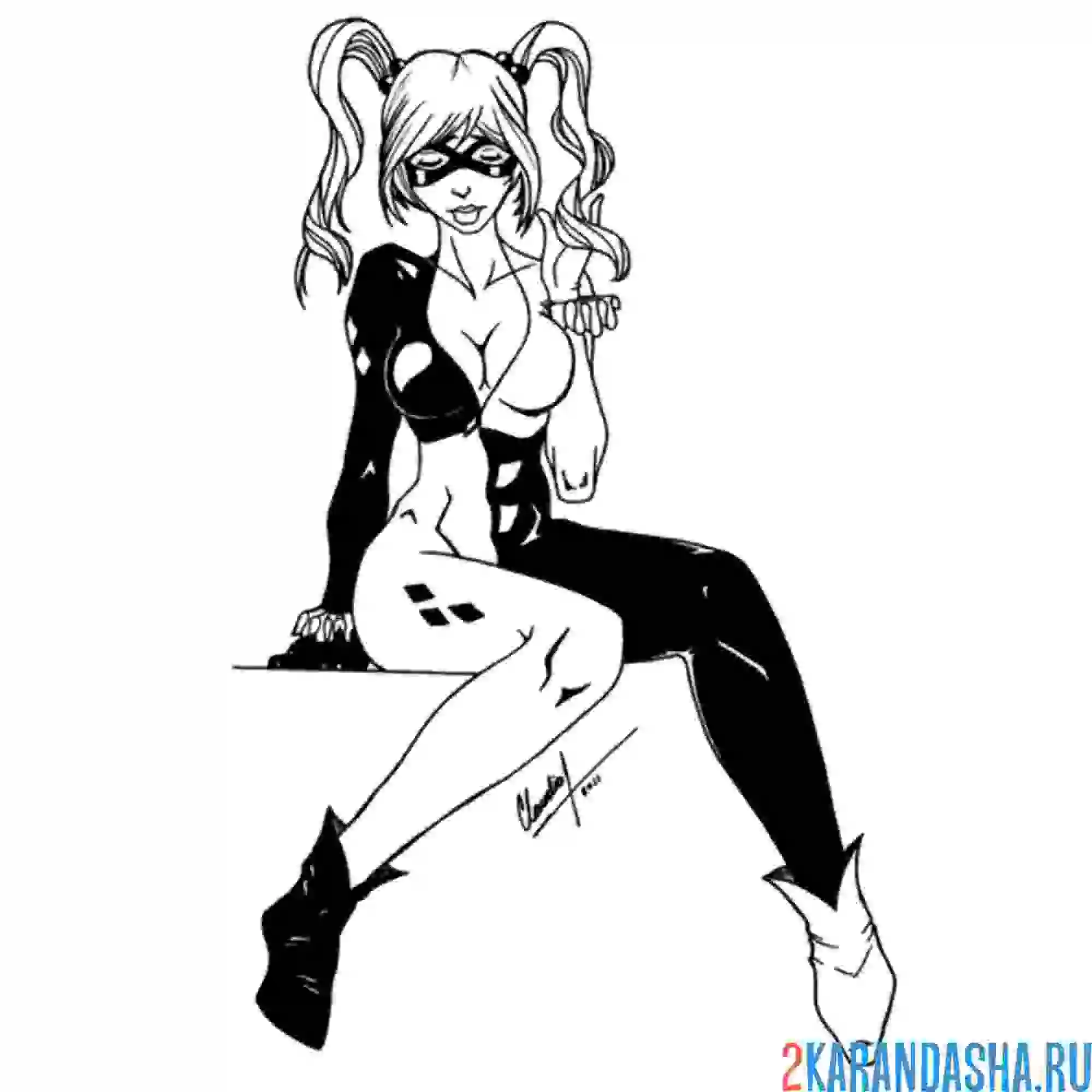 Раскраска харли квинн в своем костюме