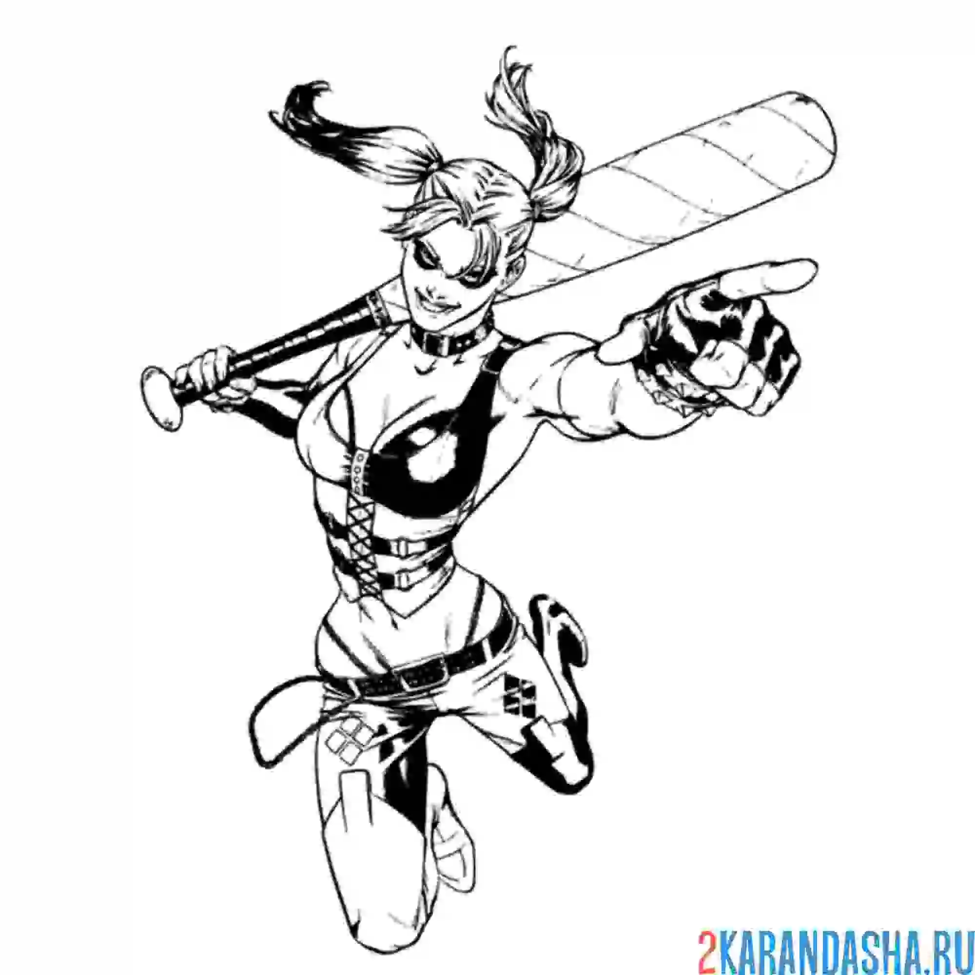 Раскраска харли квинн в прыжке