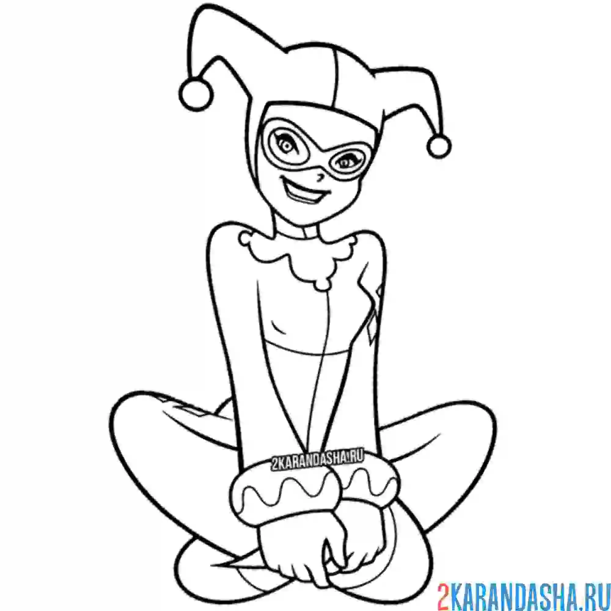 Раскраска харли квинн в костюме шута