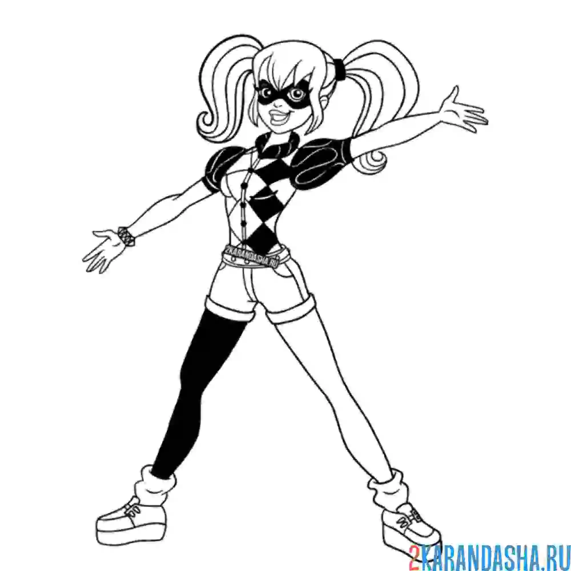 Раскраска харли квинн выступление