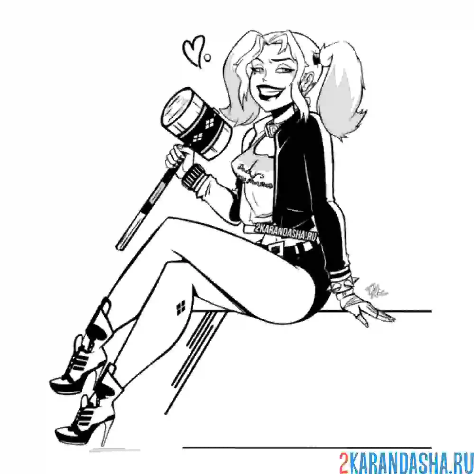 Раскраска харли квинн смеется громко