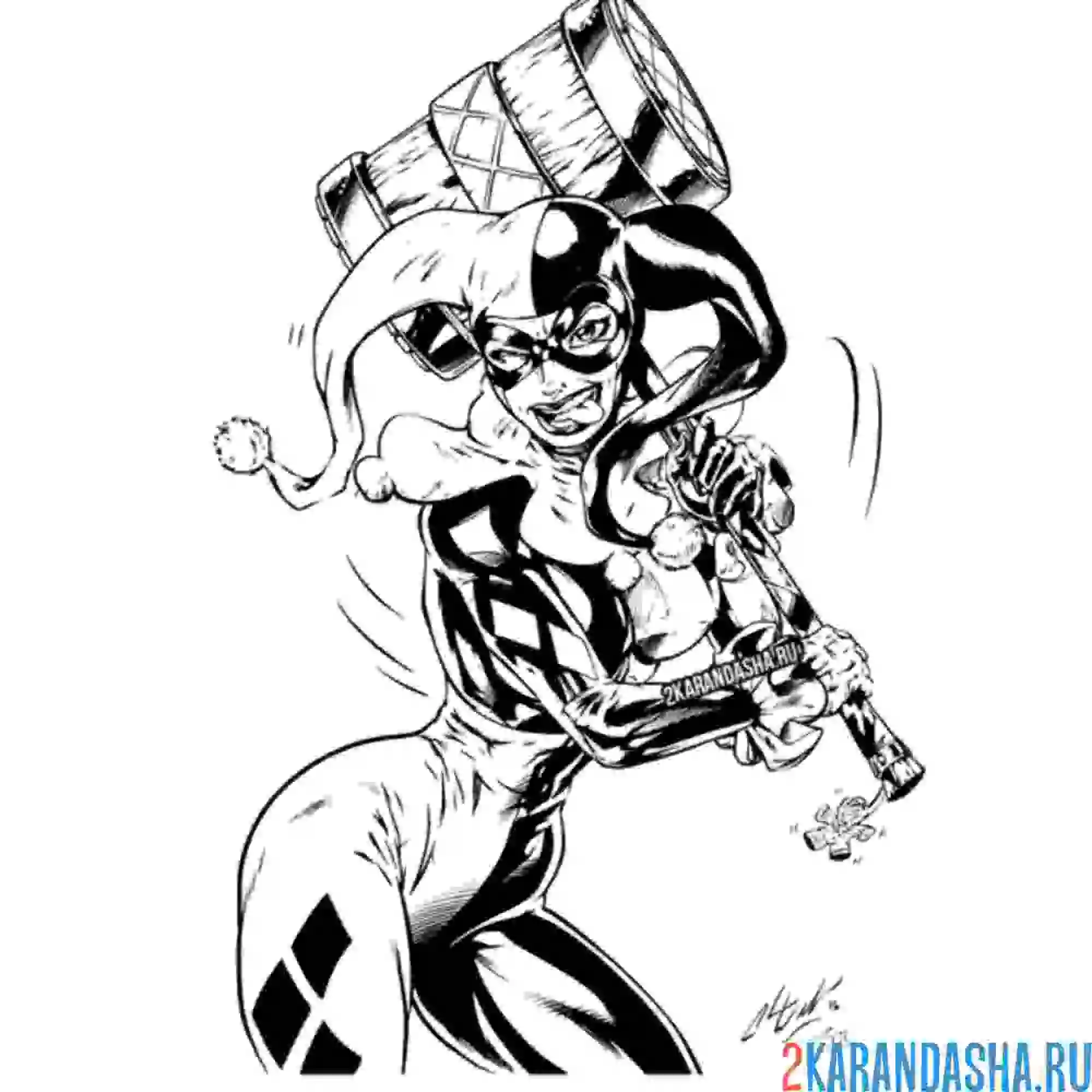 Раскраска харли квинн разозлилась