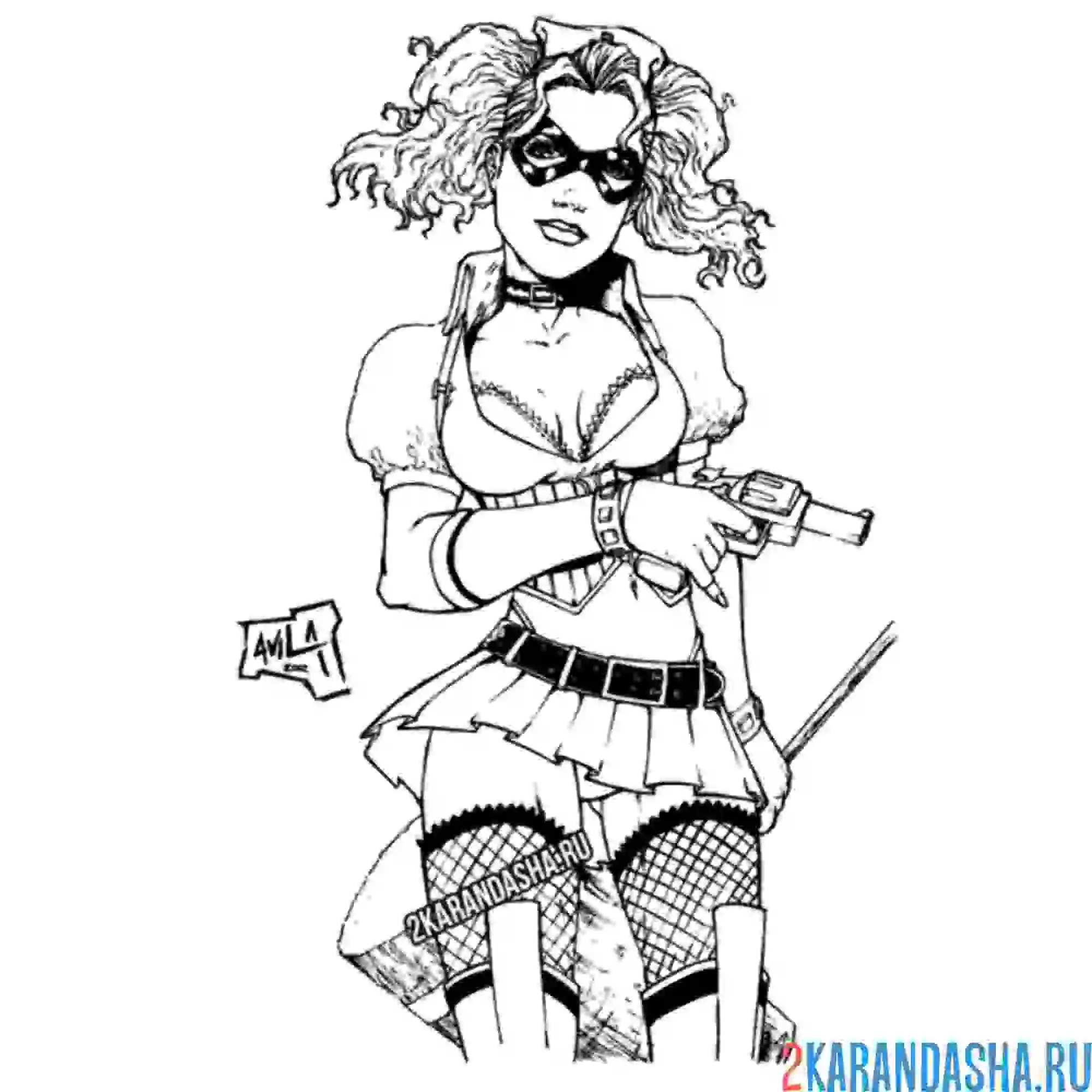 Раскраска харли квинн готовится