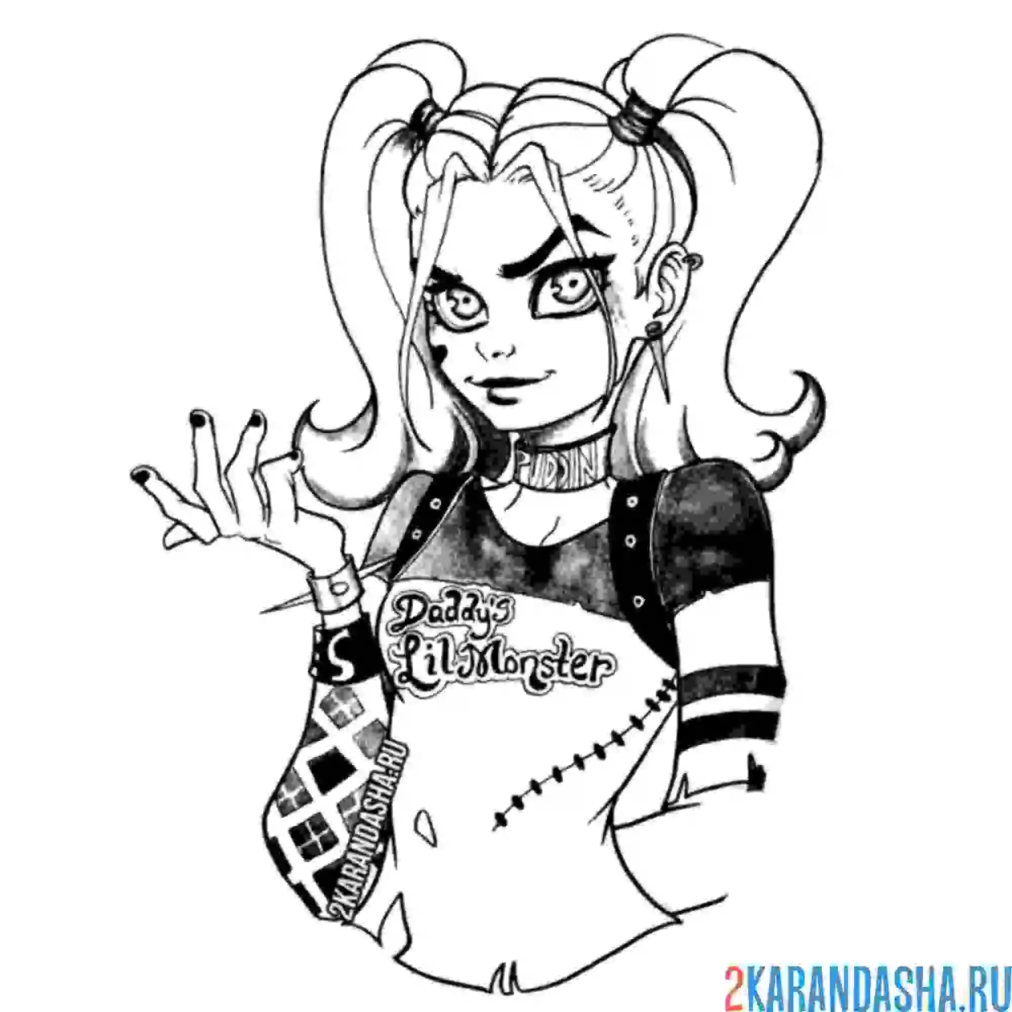 Раскраска харли квинн портрет