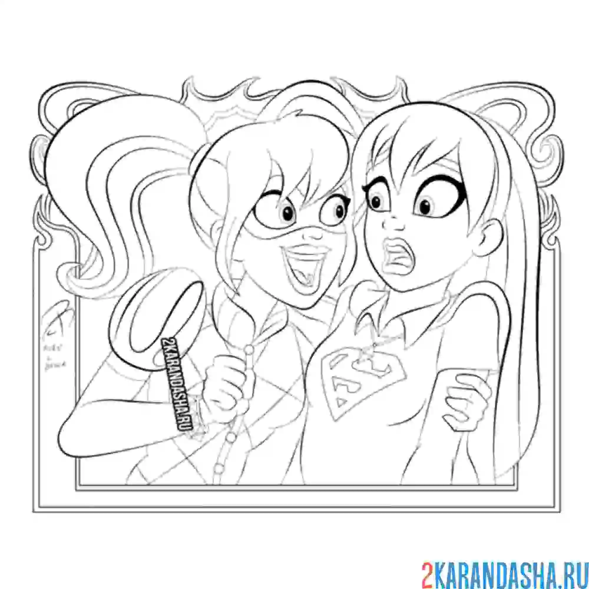 Раскраска харли квинн напугала