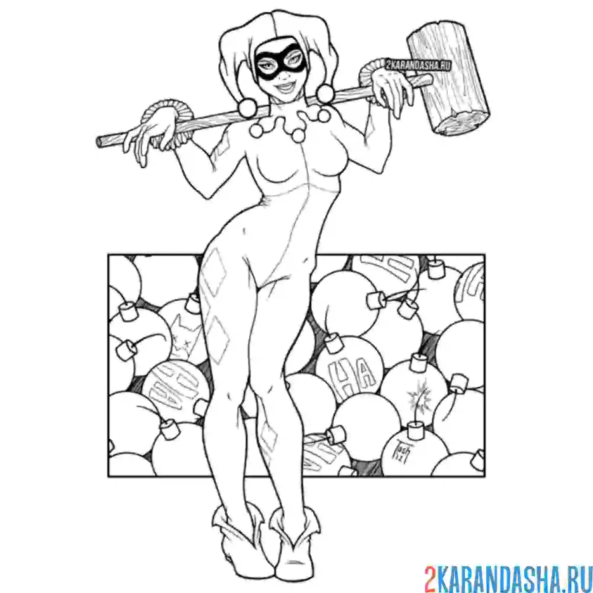 Раскраска харли квинн необычный шут