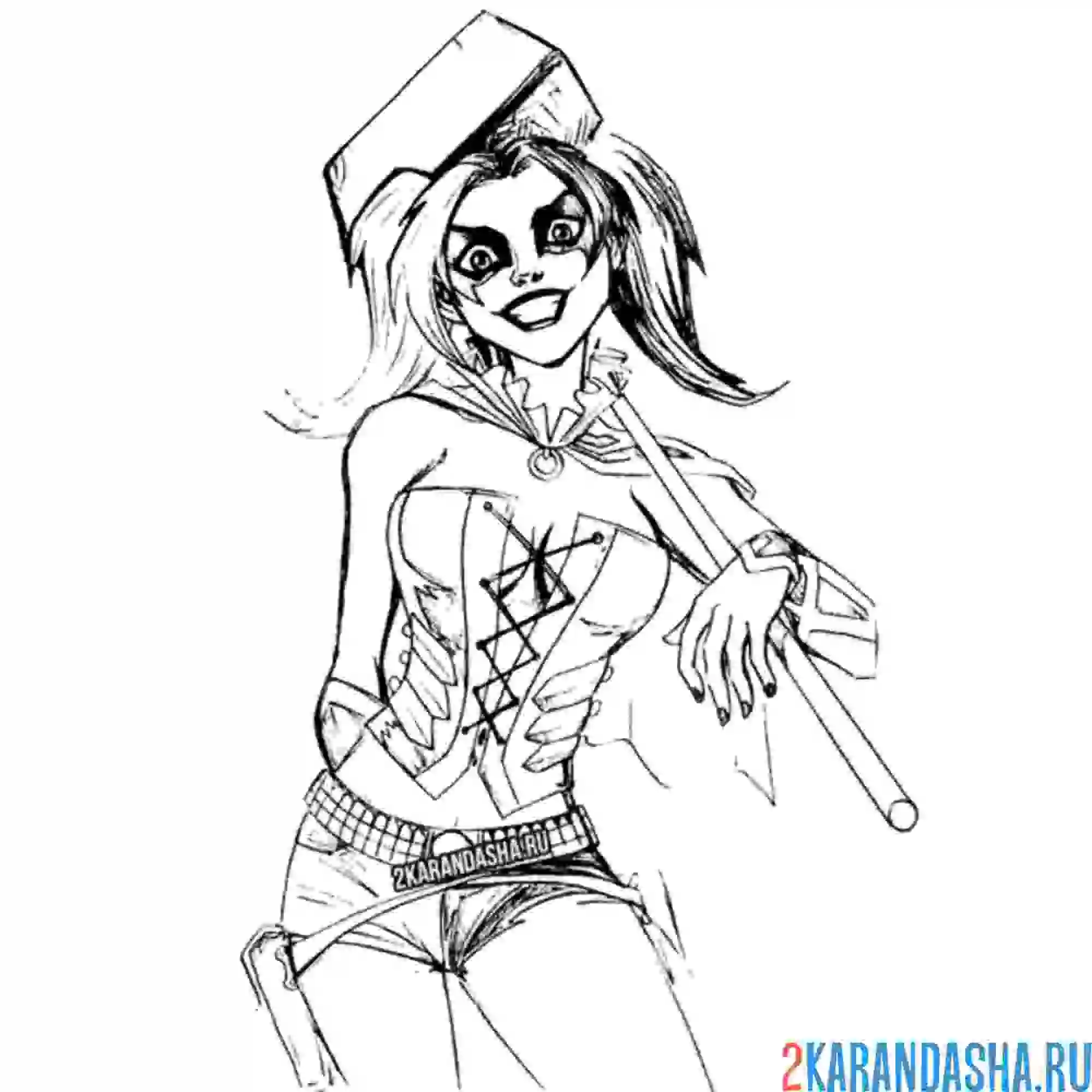 Раскраска харли квинн сумасшедшая