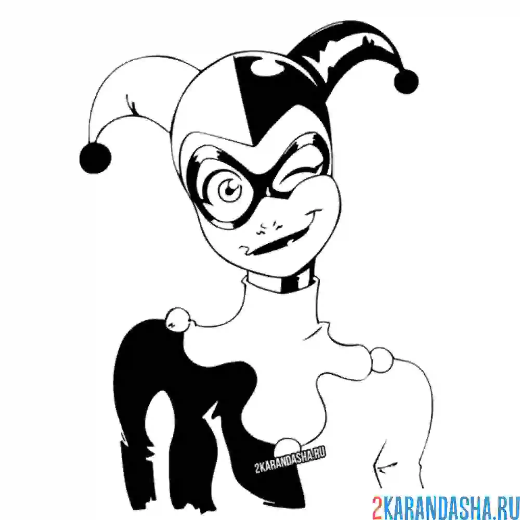 Раскраска харли квинн портрет шута