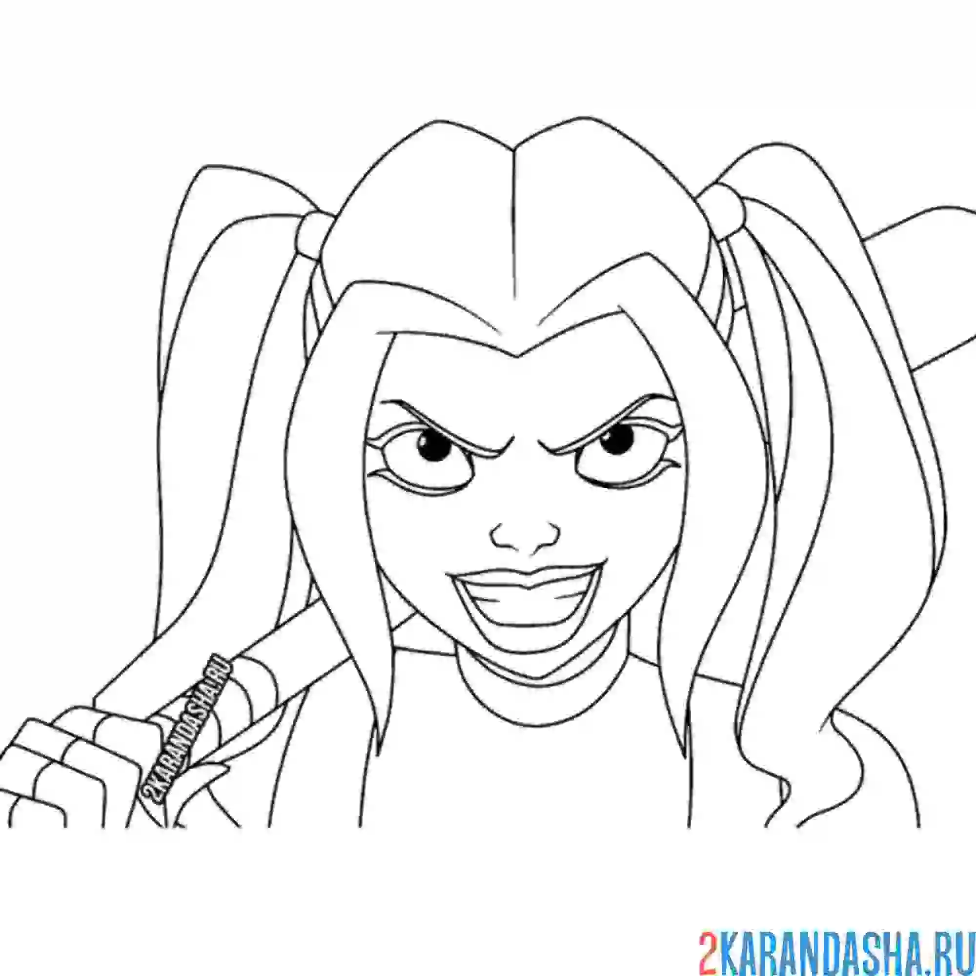 Раскраска харли квинн злится