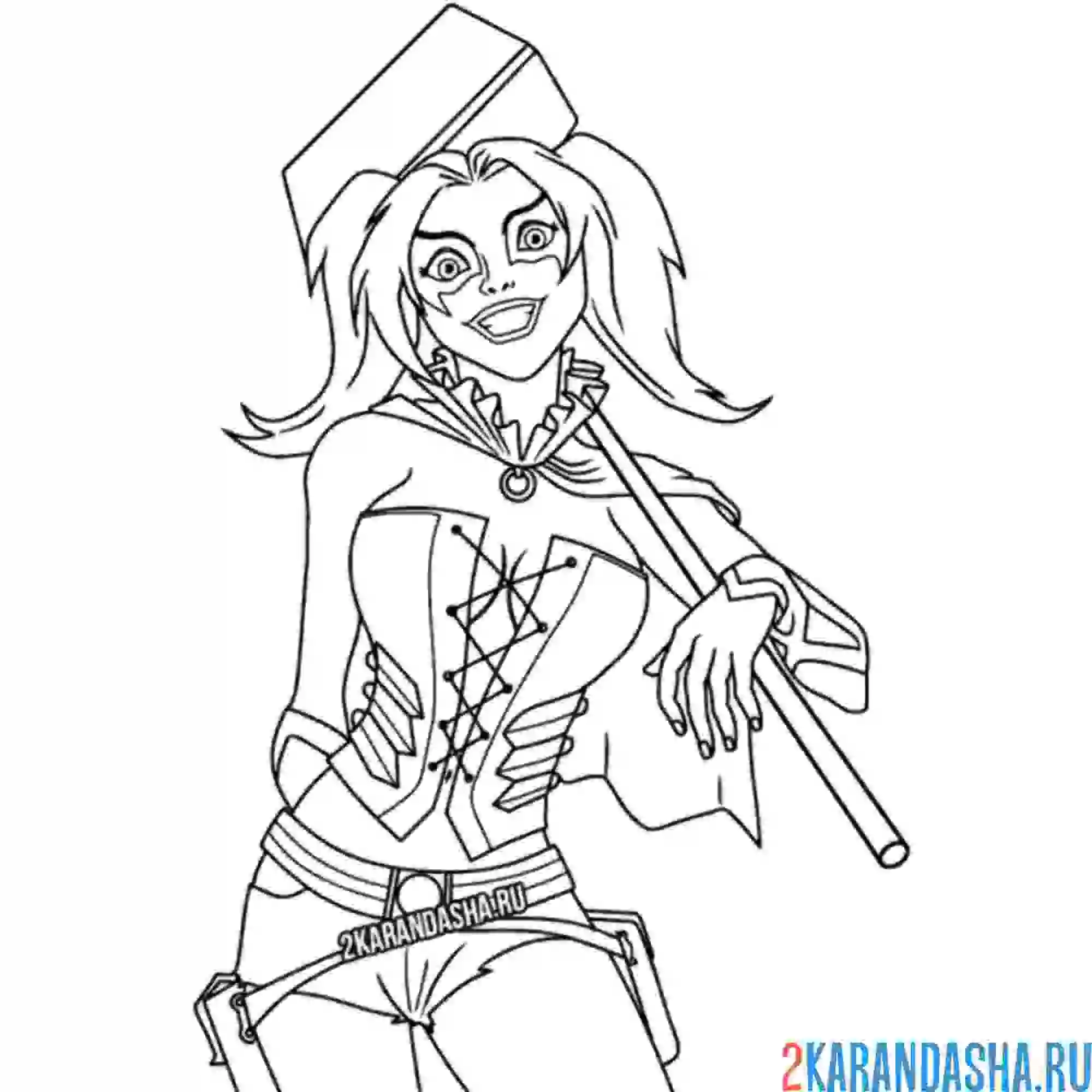 Раскраска харли квинн опасная героиня