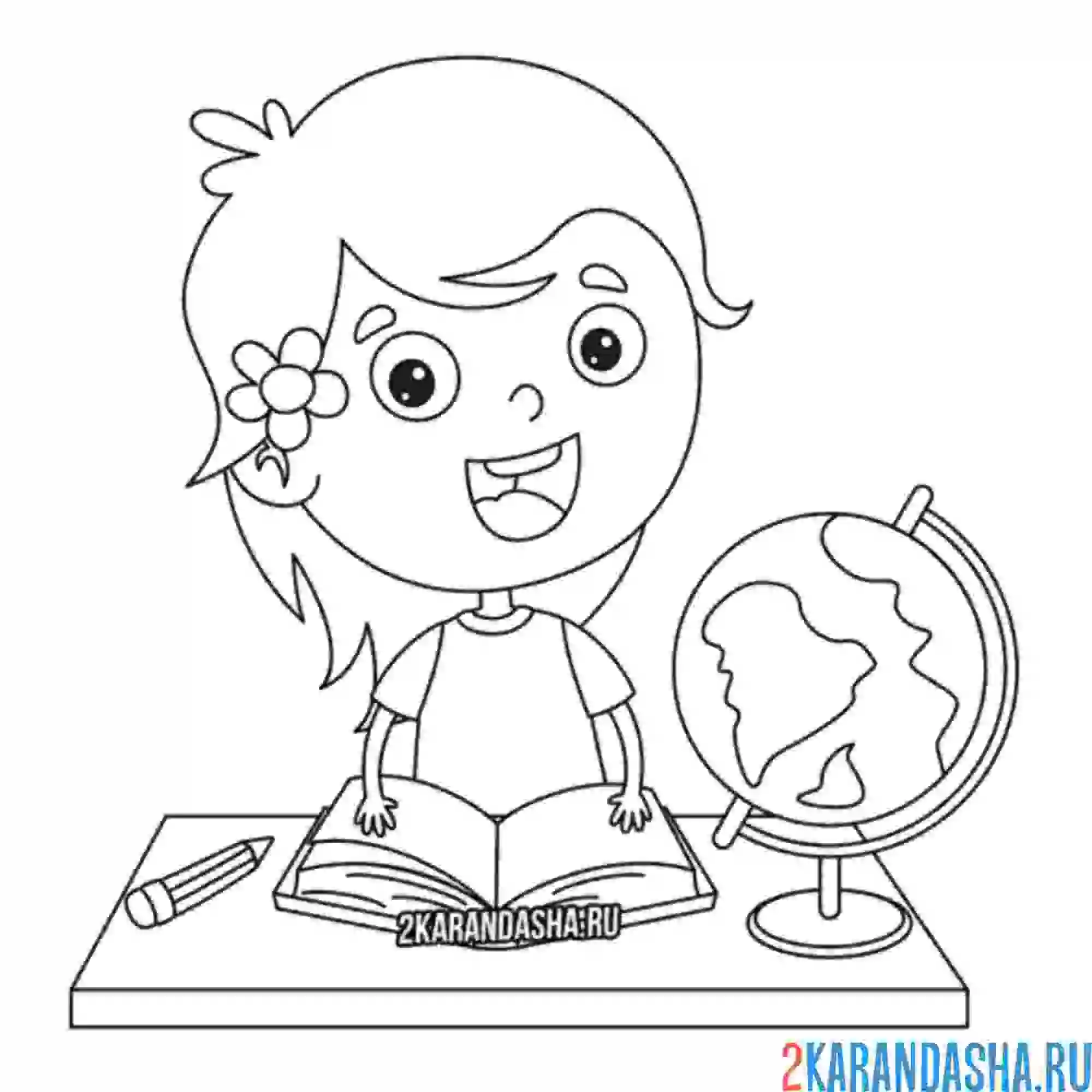 Раскраска ученик за партой
