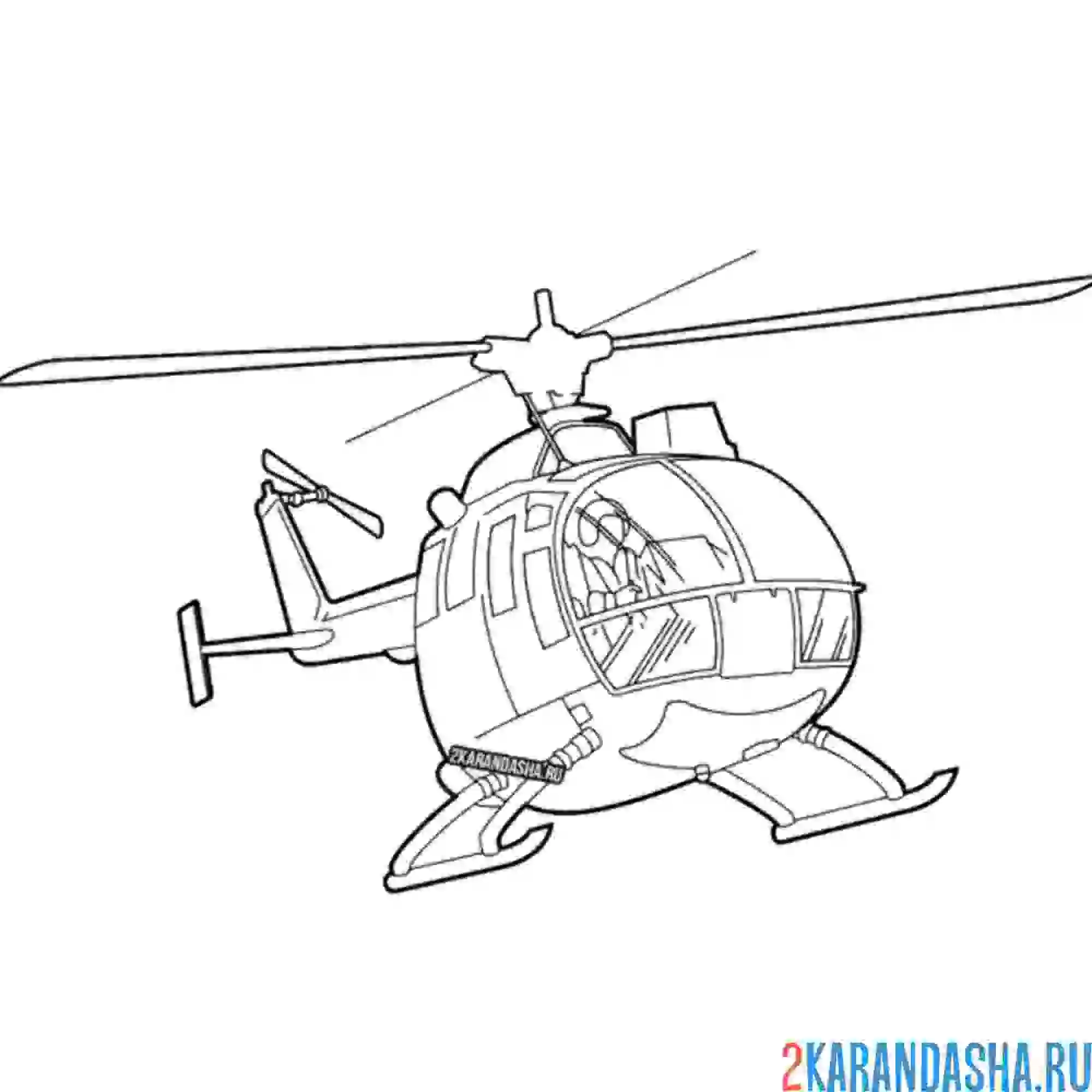 Раскраска вертолет с пилотом