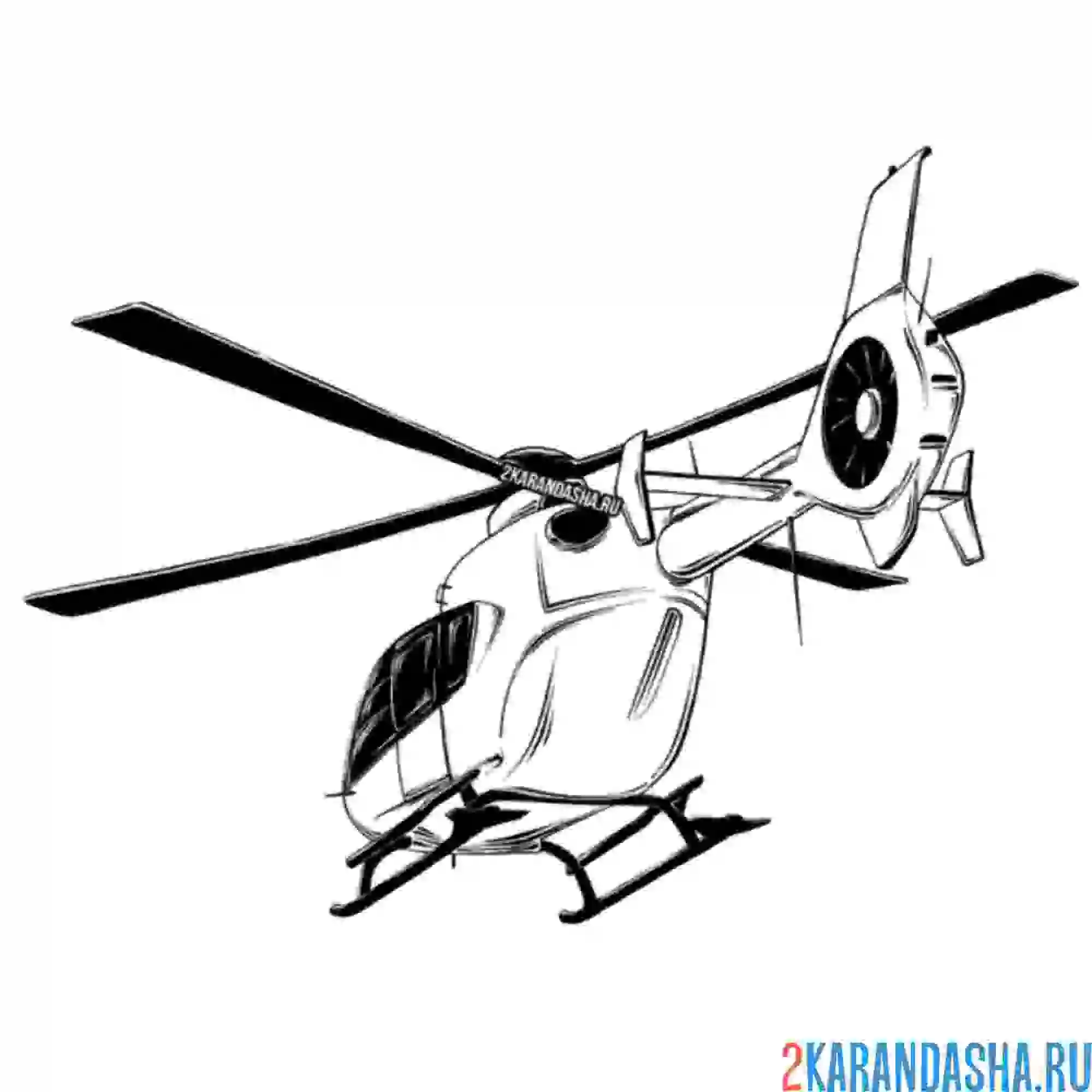 Раскраска вертолет задом