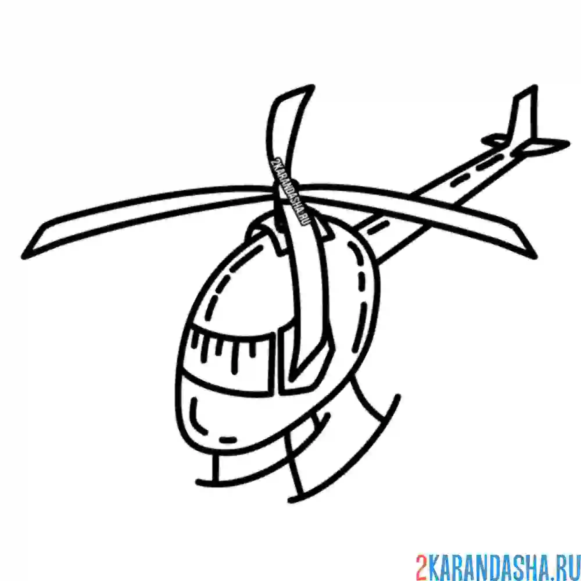 Раскраска вертолет схематичный