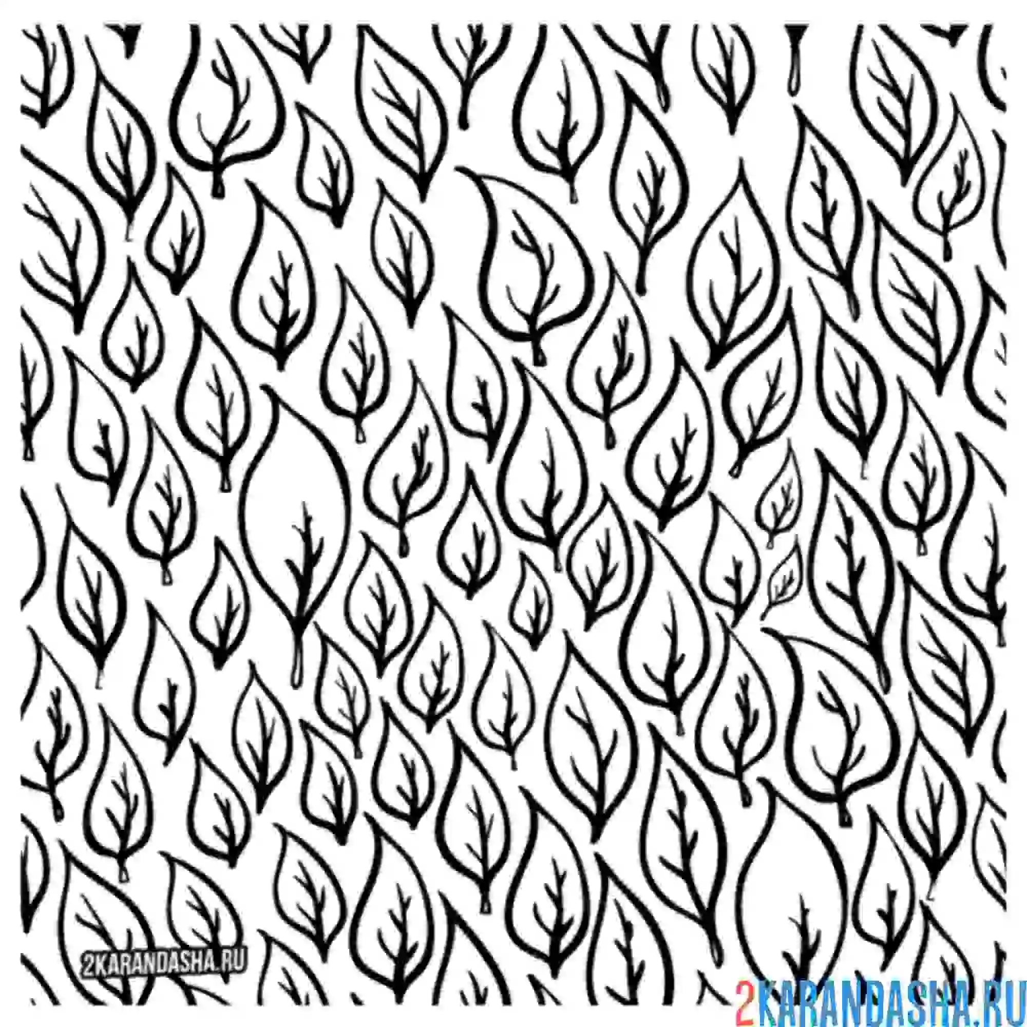 Раскраска фоновый узор листья