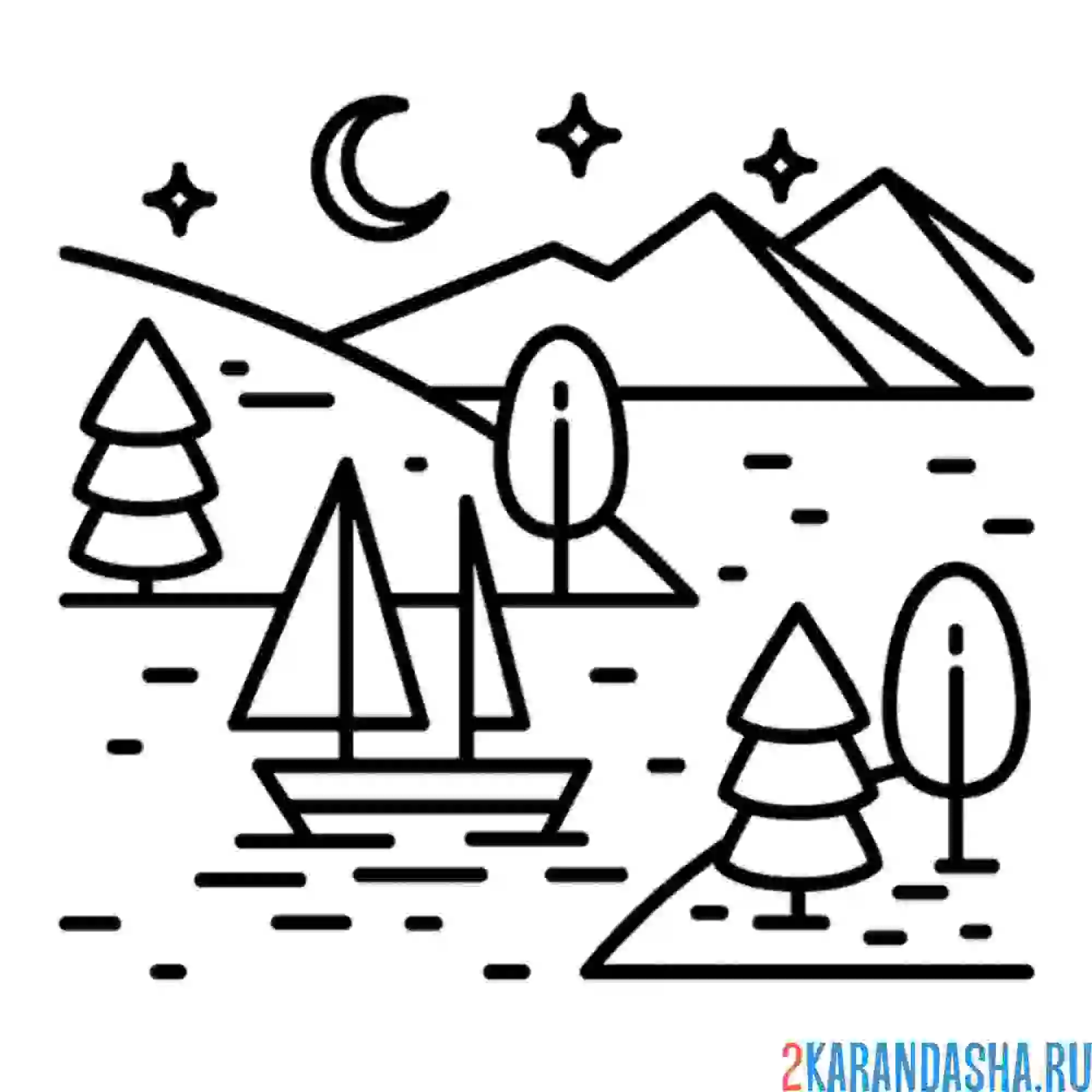 Раскраска деревья и реки