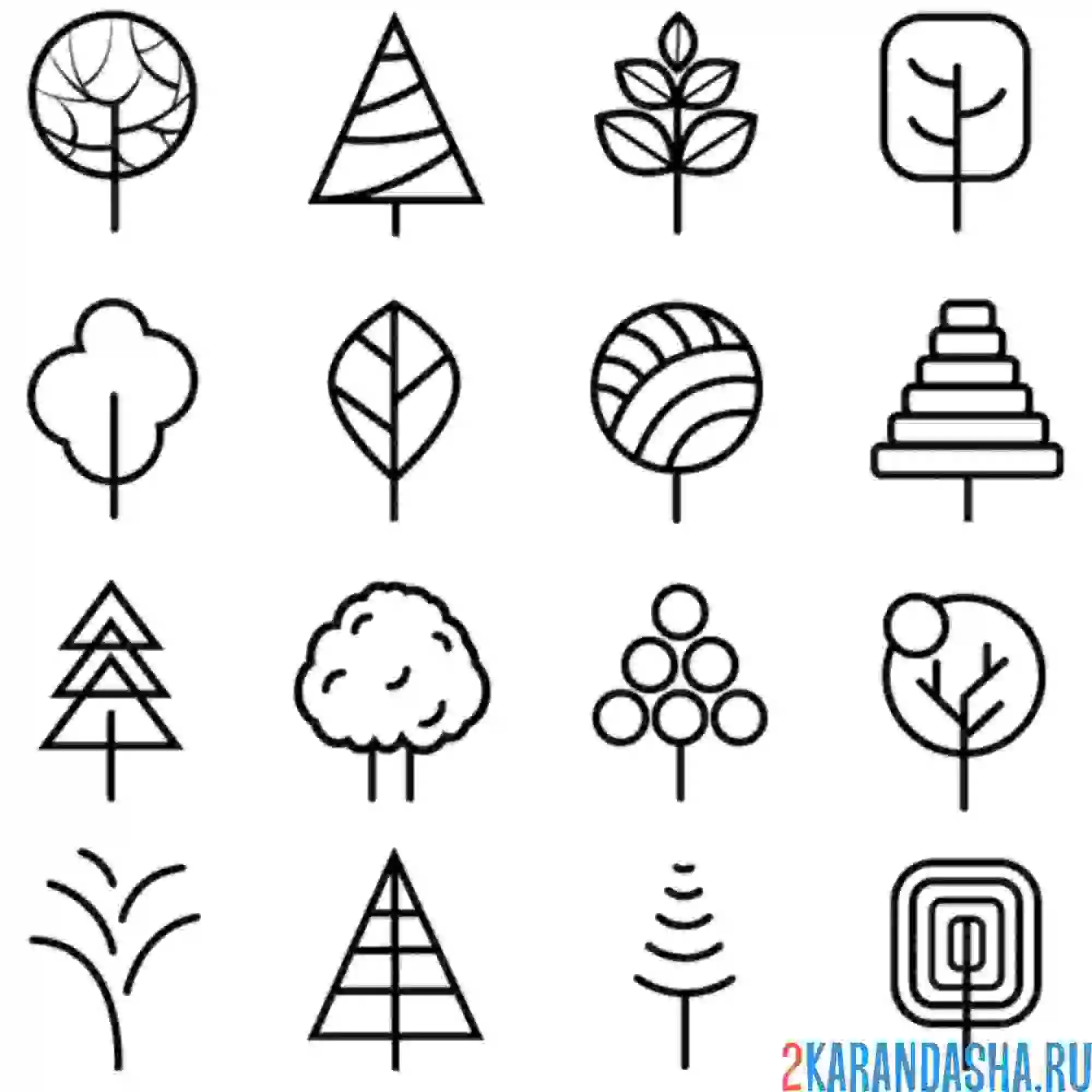 Раскраска деревья с узорами