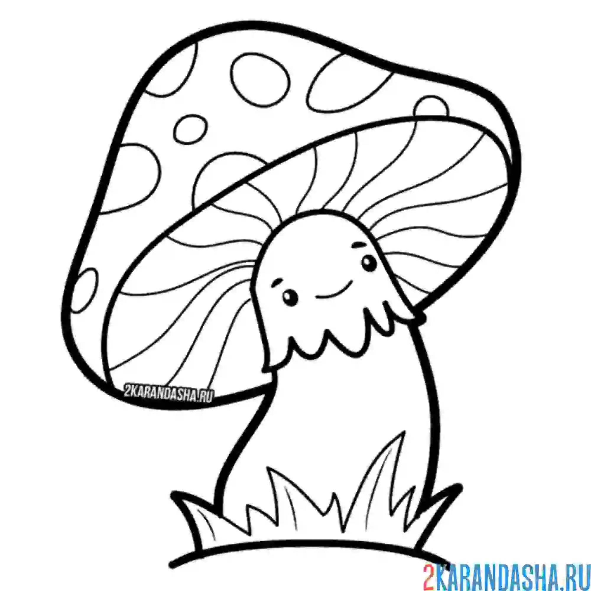 Раскраска веселый мухомор