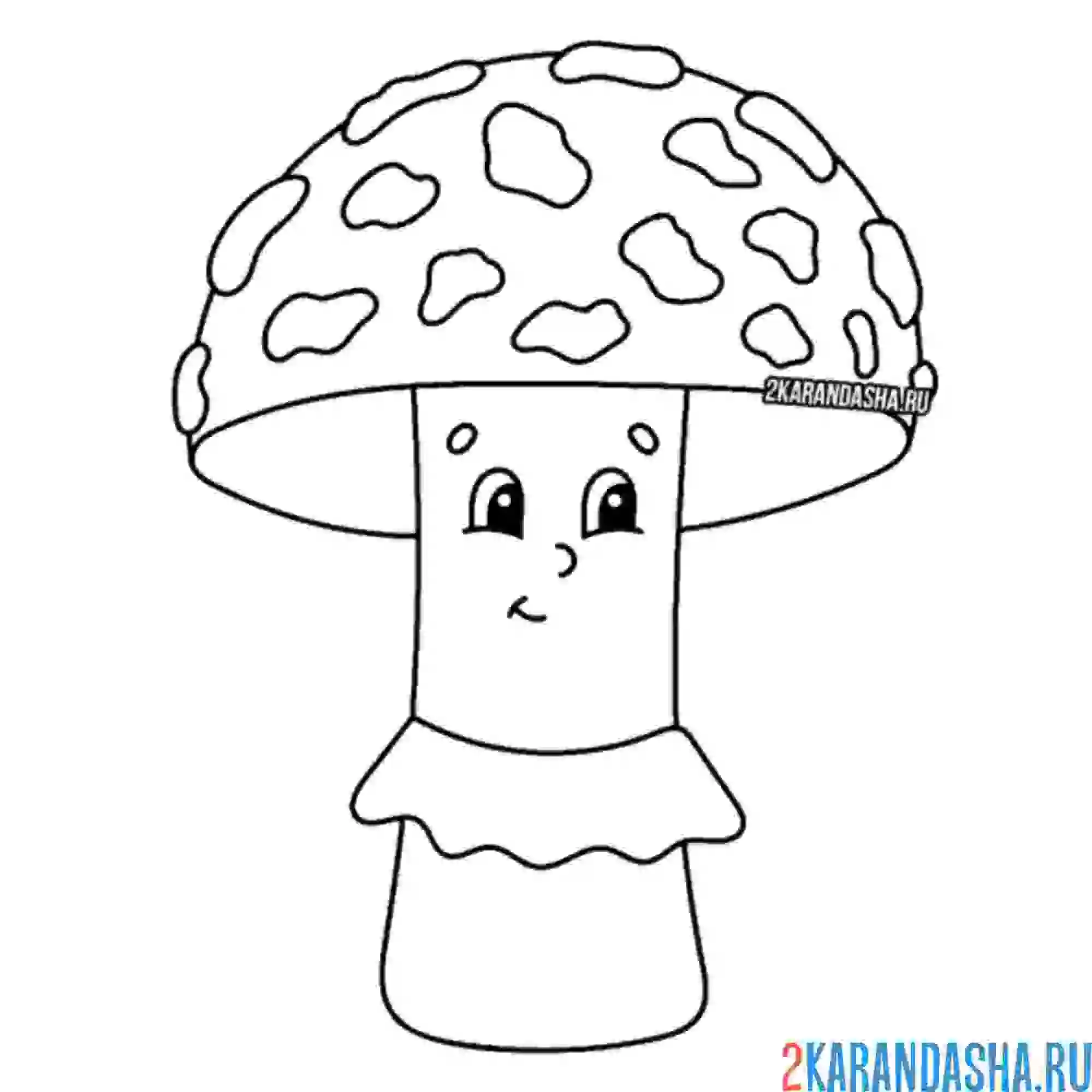 Раскраска гриб с глазками мухомо