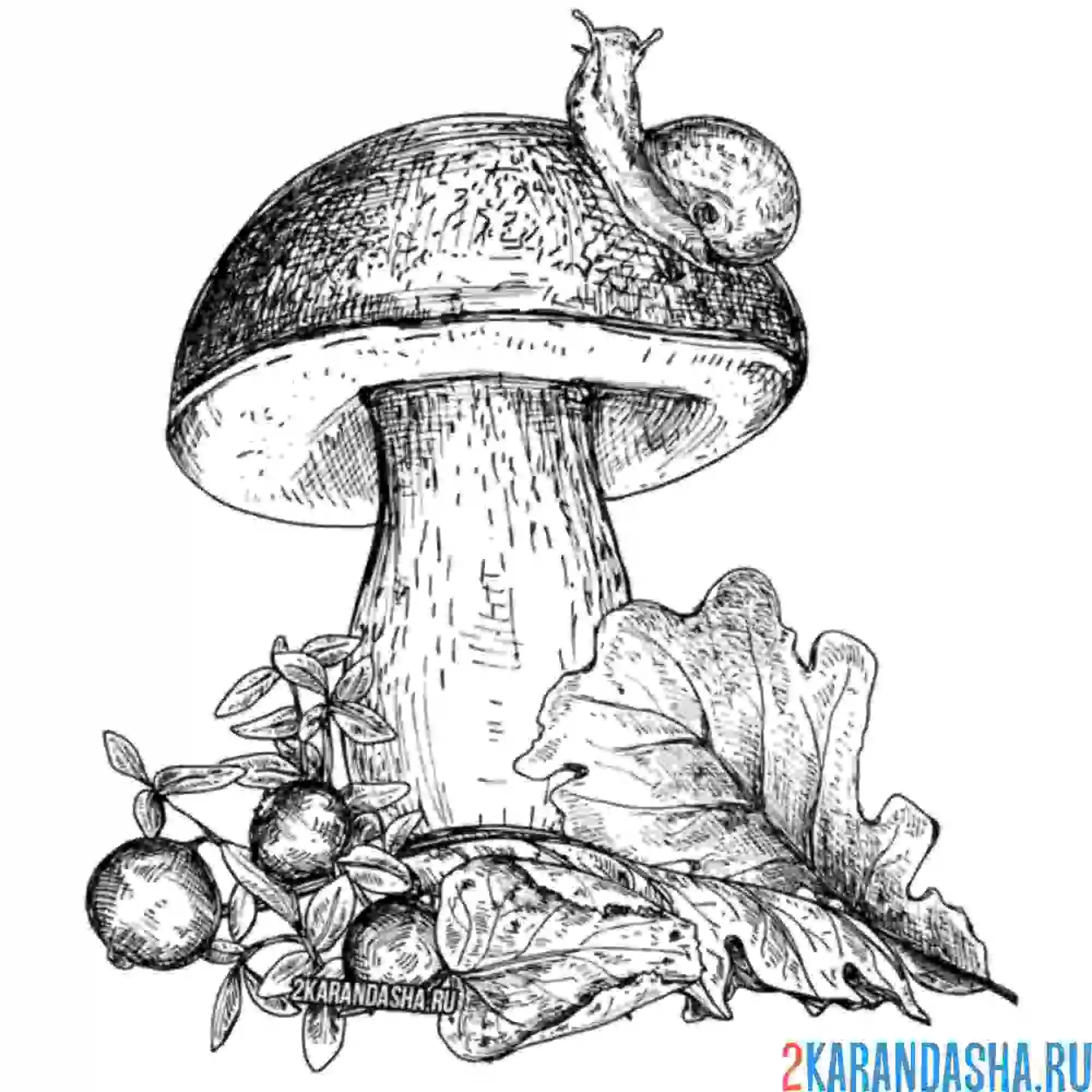 Раскраска грибочек и улитка