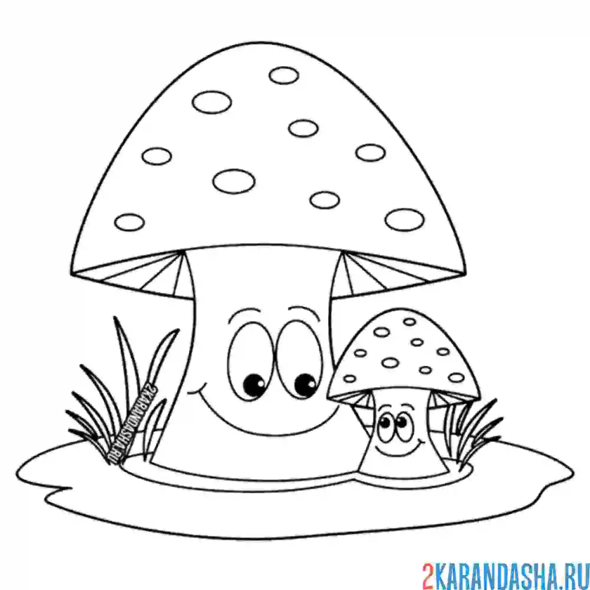 Раскраска грибочки с глазками