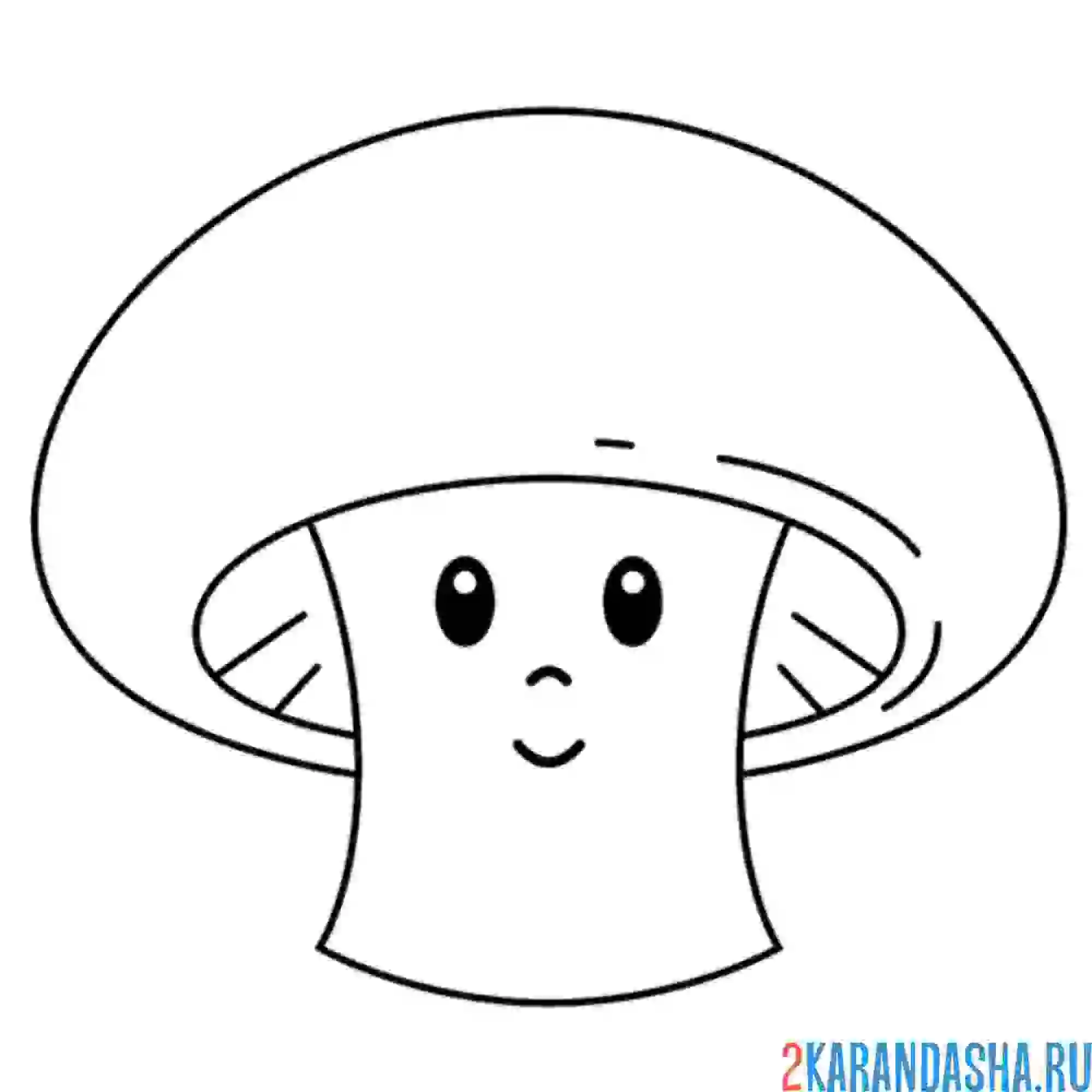 Раскраска гриб шампиньон с глазками