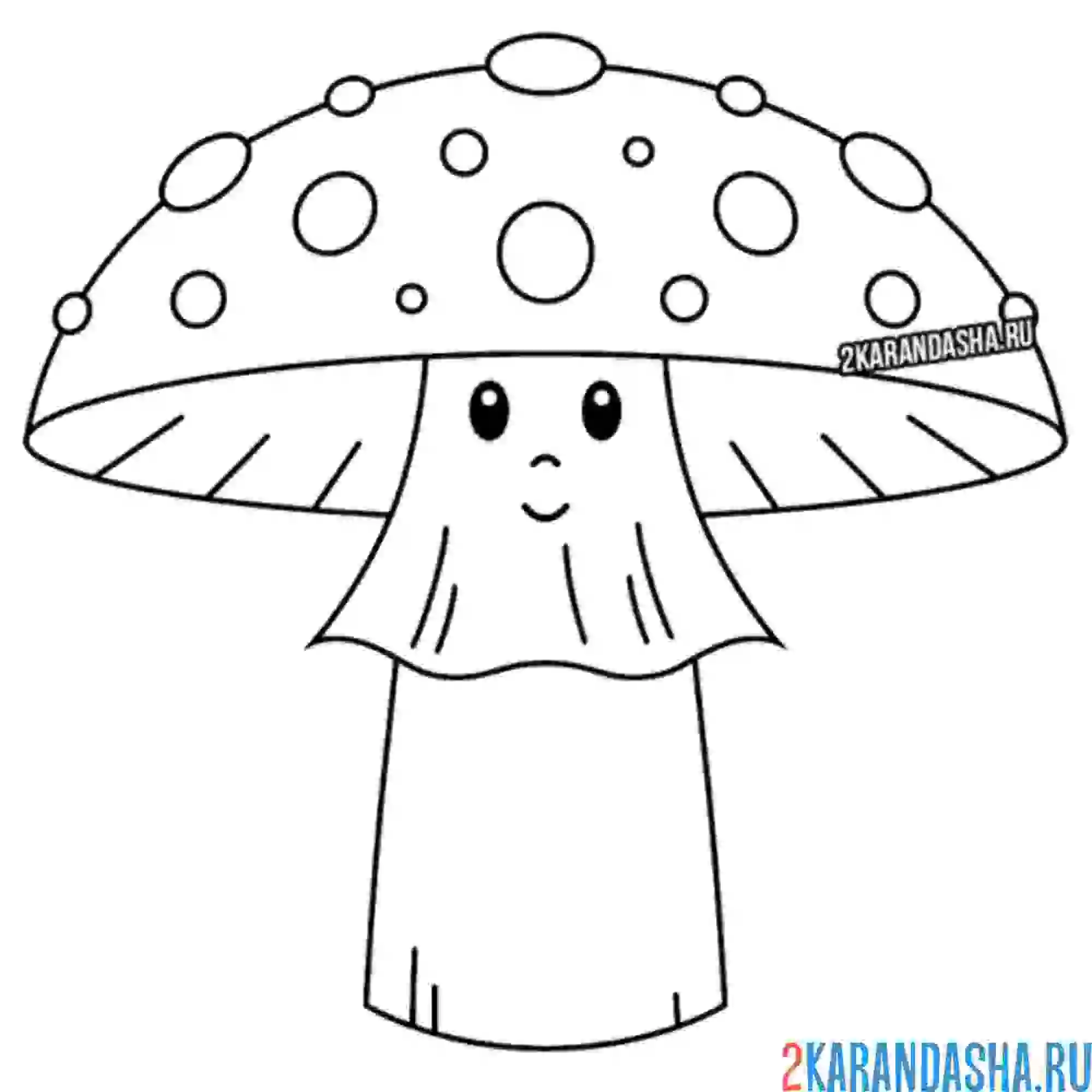Раскраска гриб в шляпке с глазками