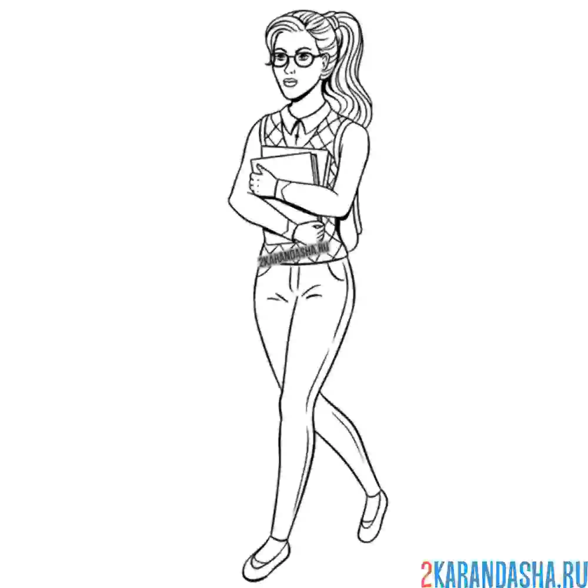 Раскраска старшеклассница