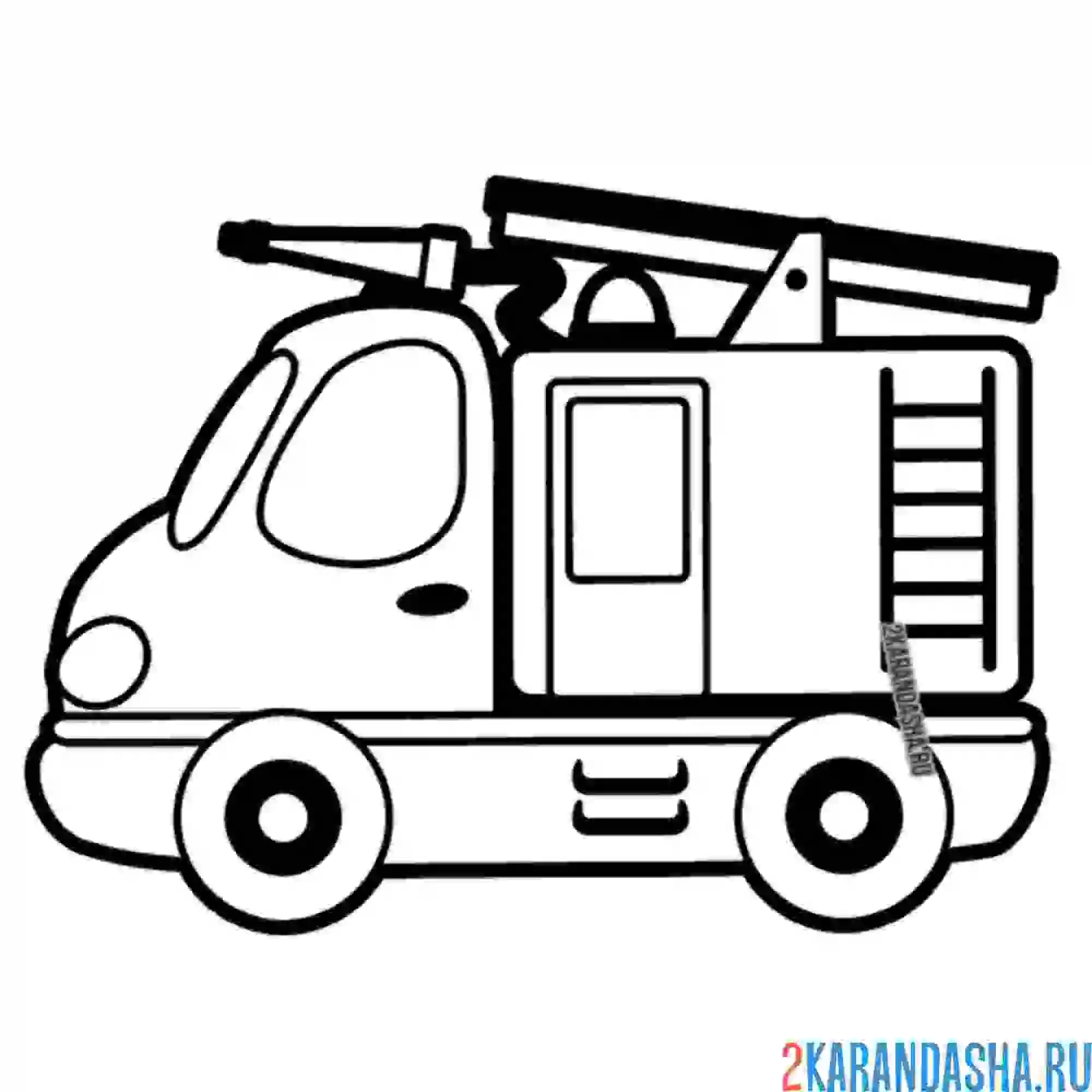 Раскраска пожарная машинка