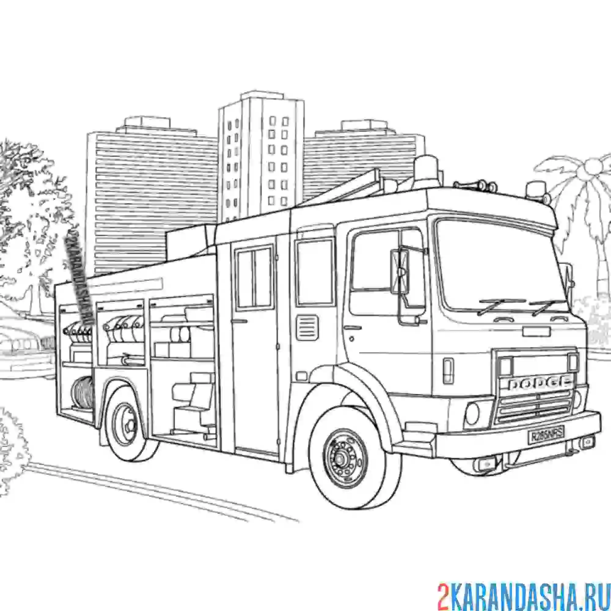Раскраска пожарная машина америка