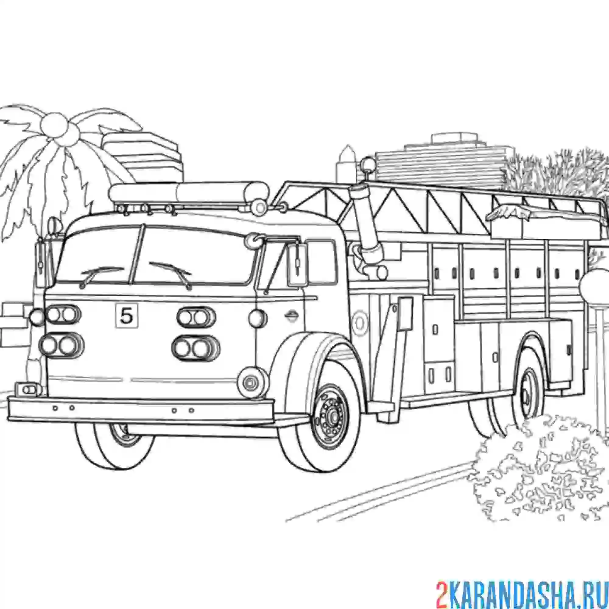 Раскраска пожарная машина в америке