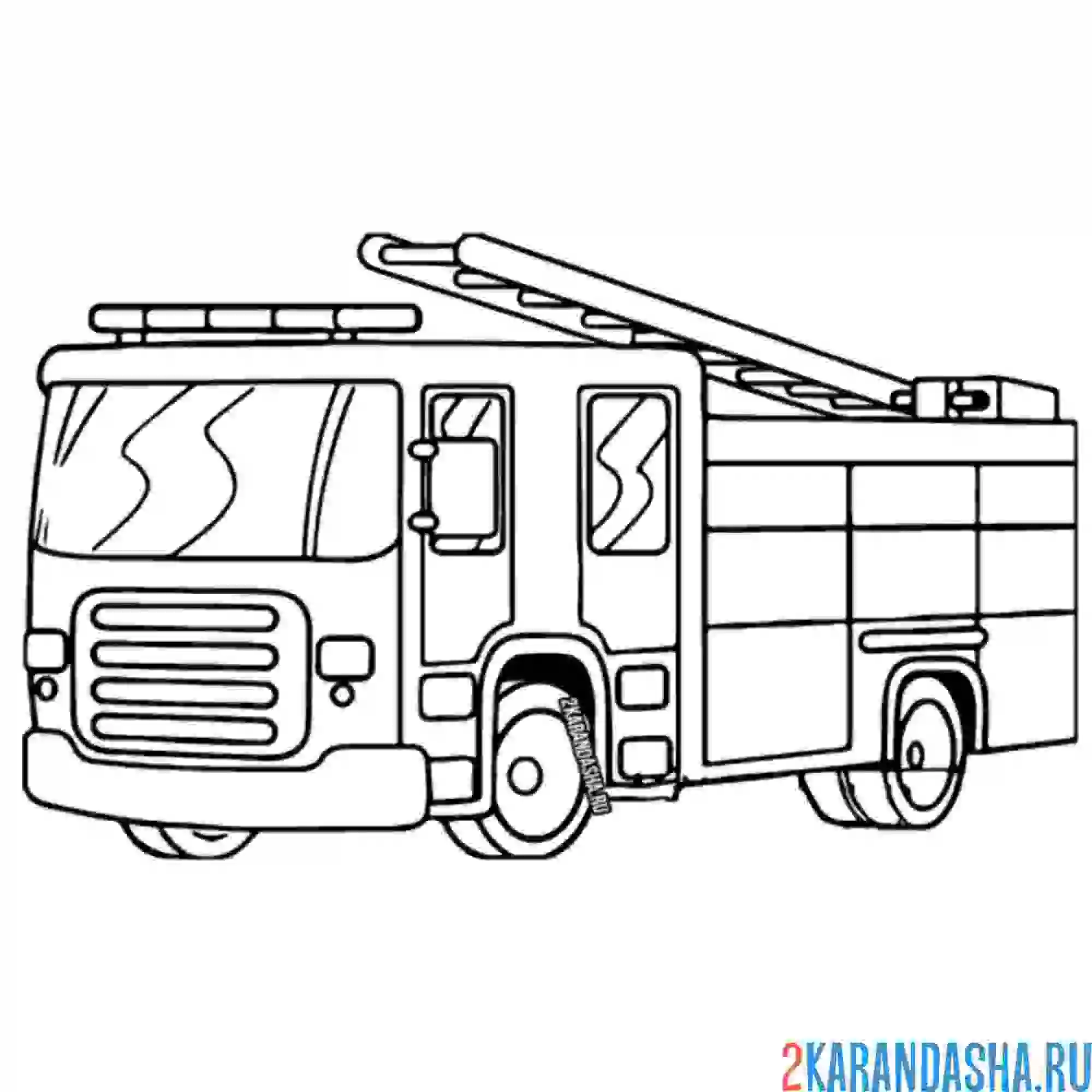 Раскраска пожарная машина для малышей