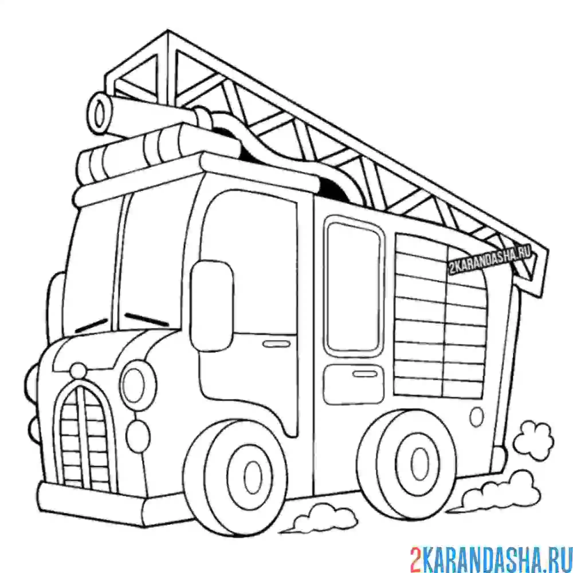 Раскраска маленькая пожарная машинка