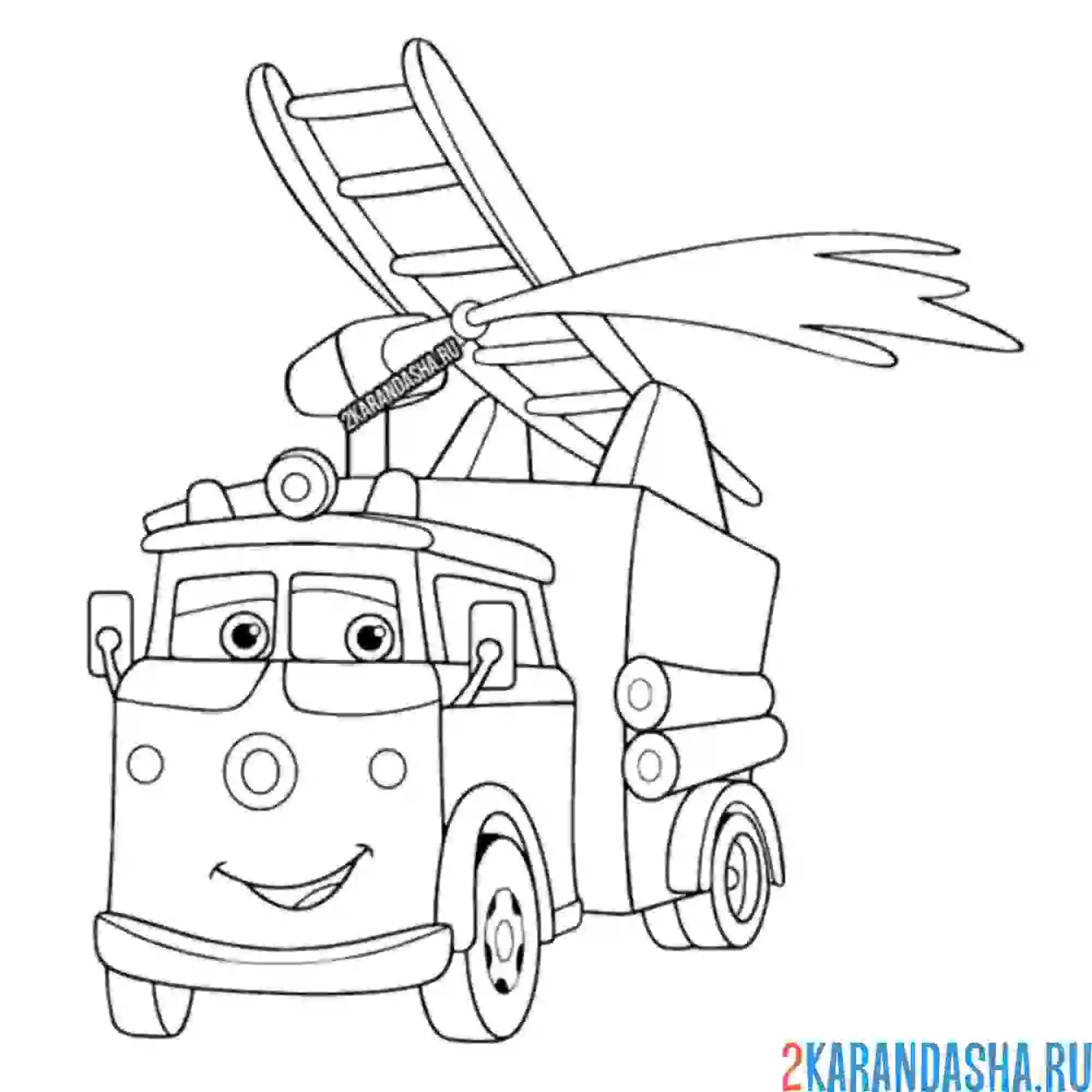 Раскраска пожарная машина с глазками