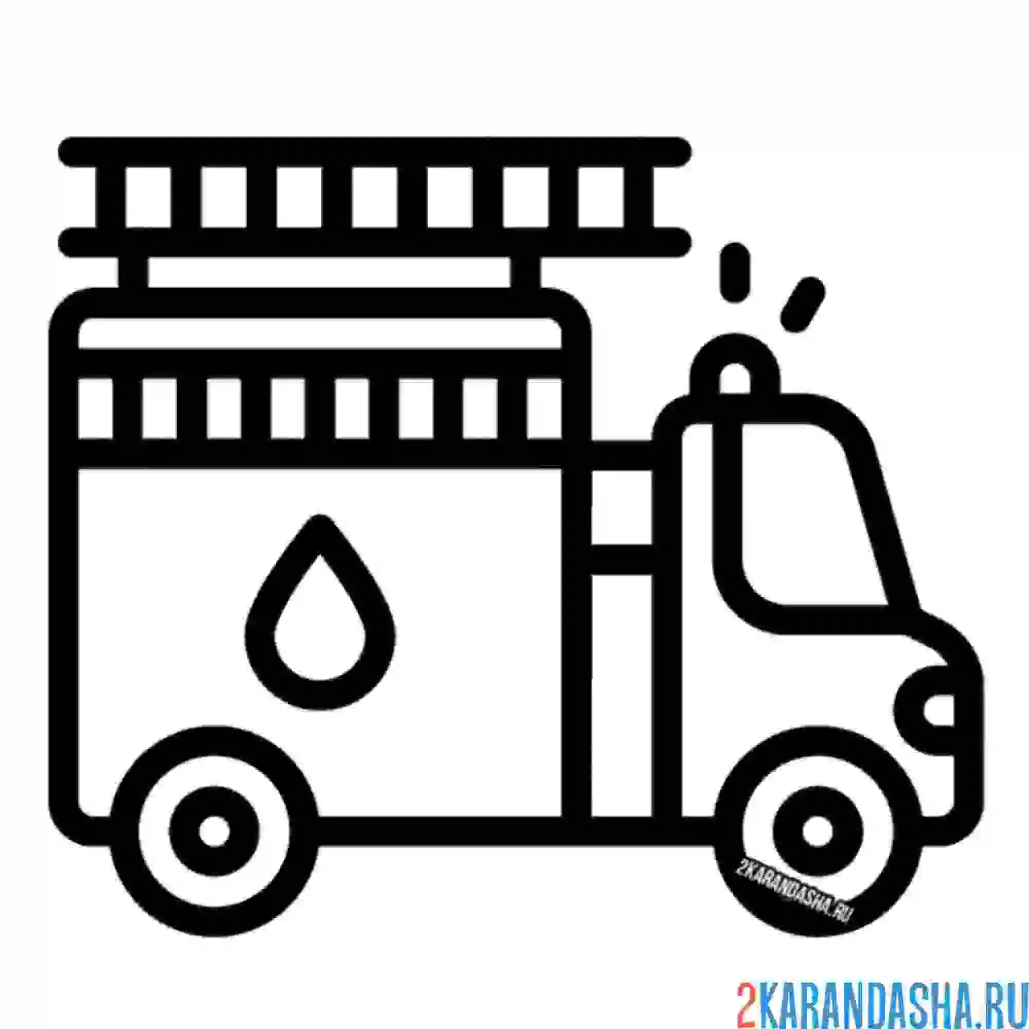 Раскраска пожарная машинка для малышей