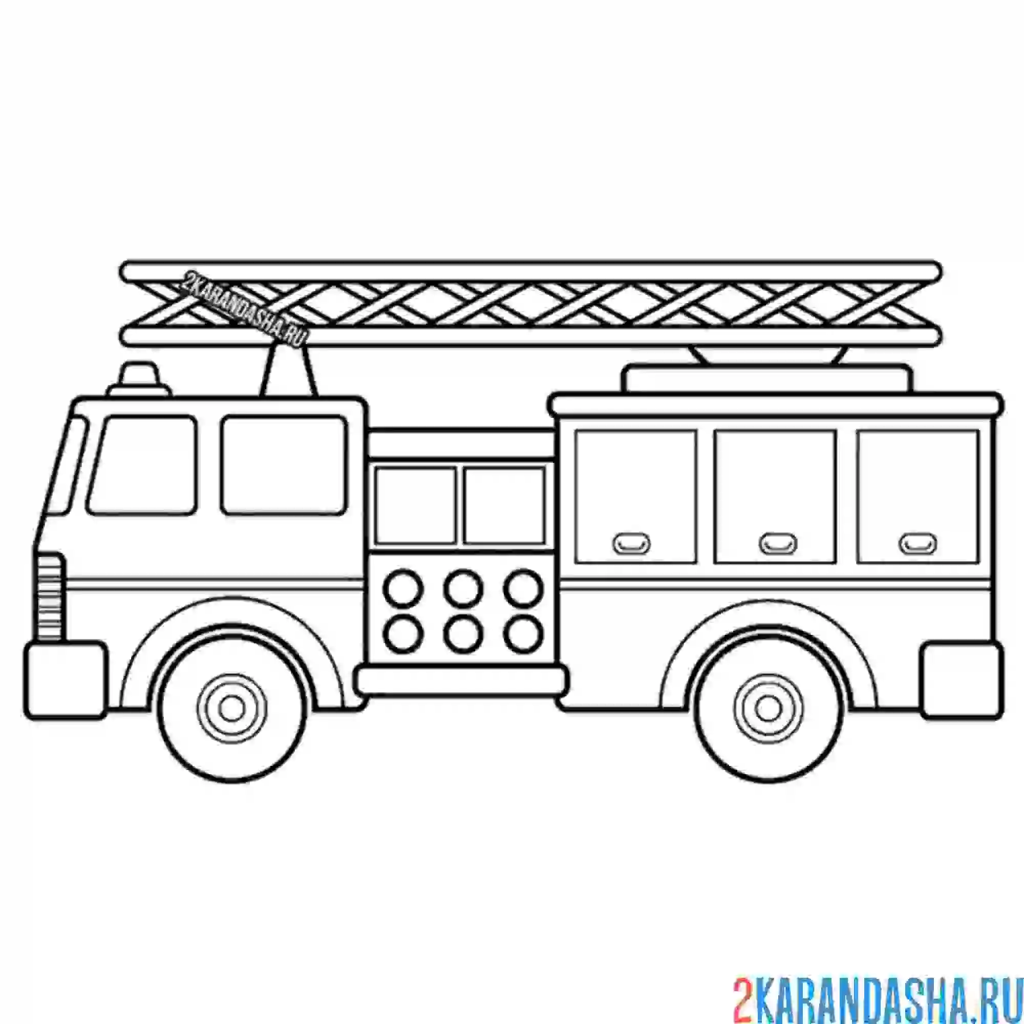 Раскраска лестница на пожарной машине