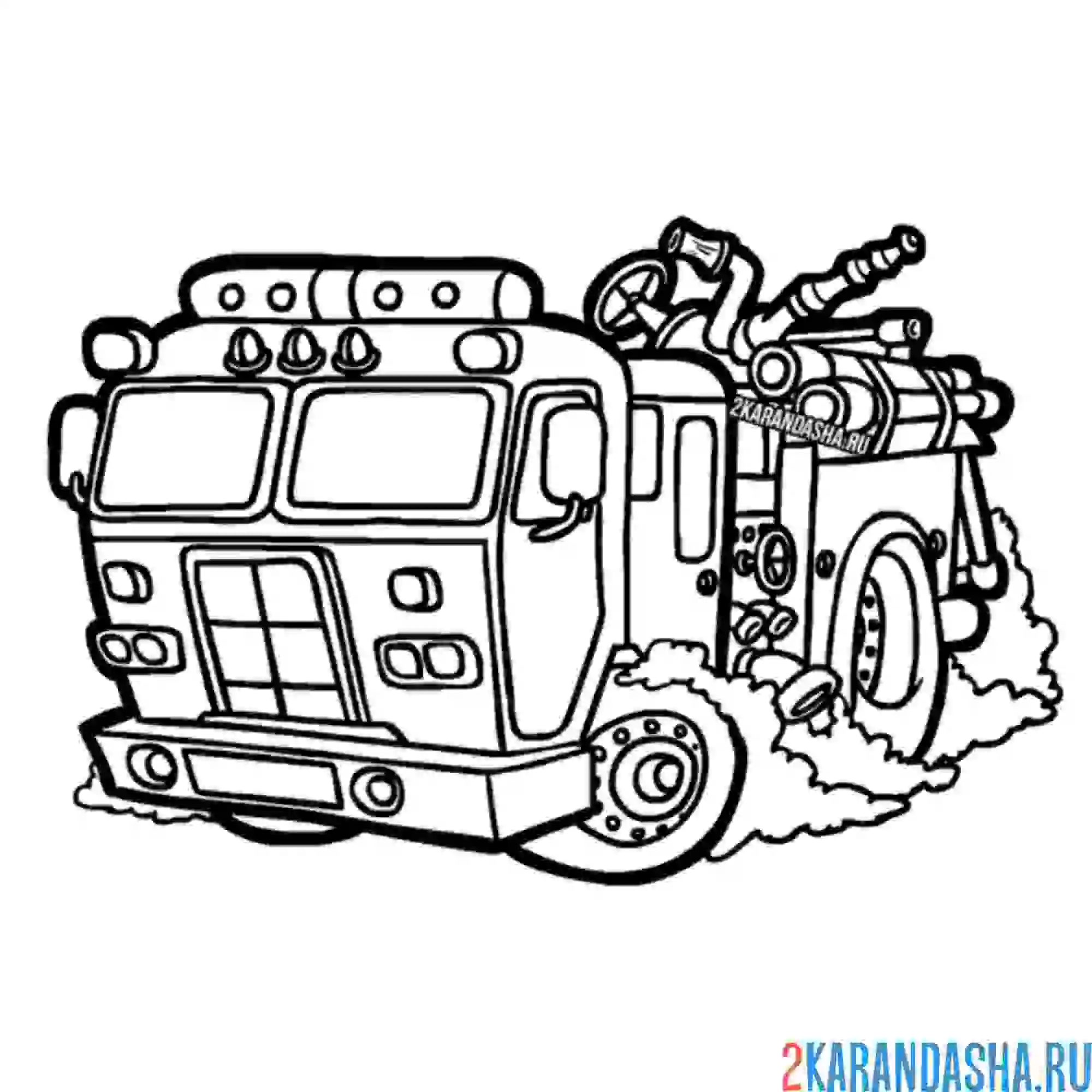 Раскраска большая пожарная машина