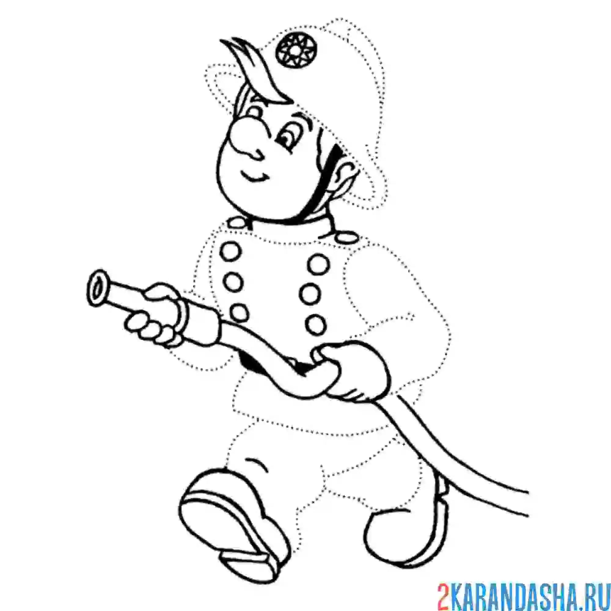 Раскраска пожарный по линиям