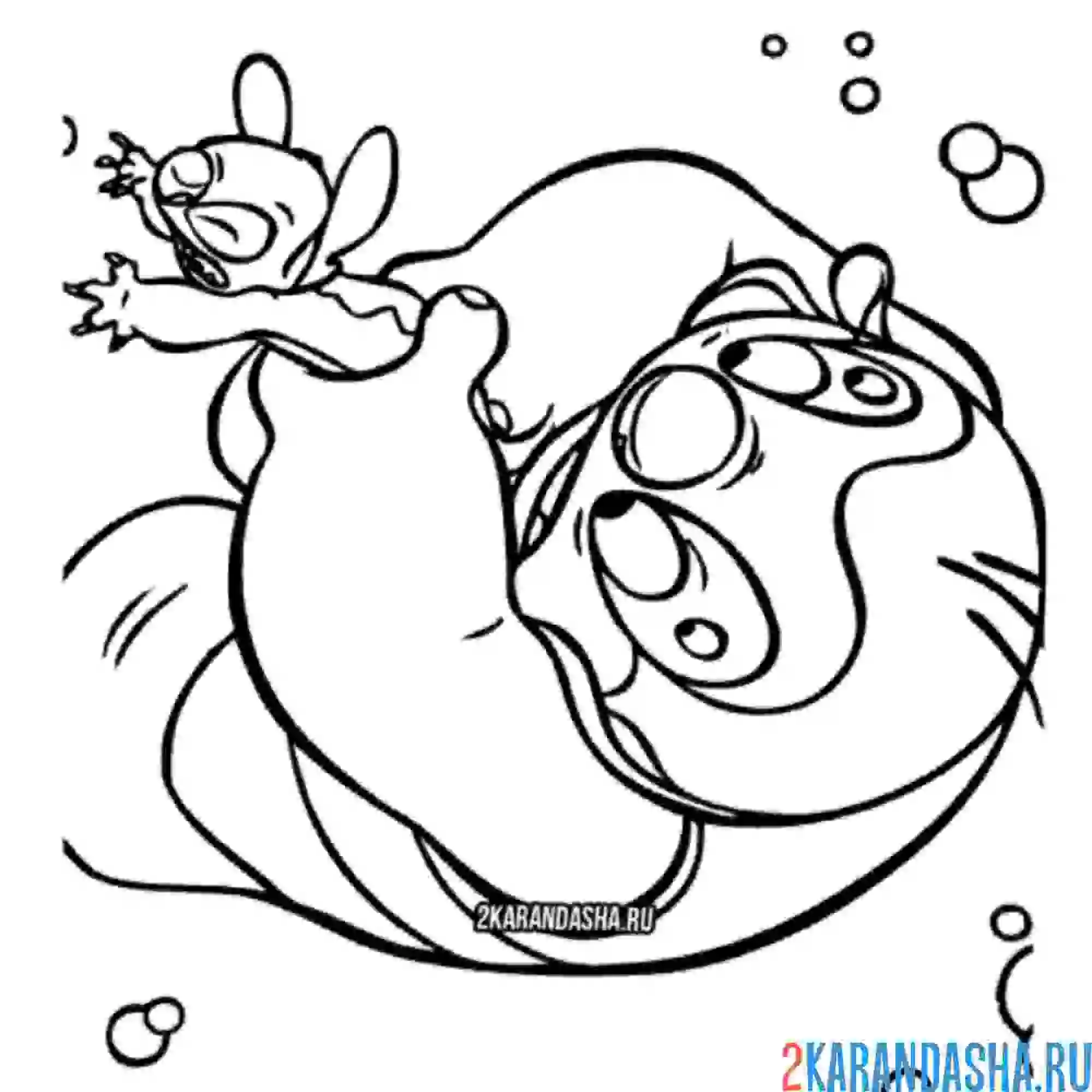 Раскраска джамба поймал стича