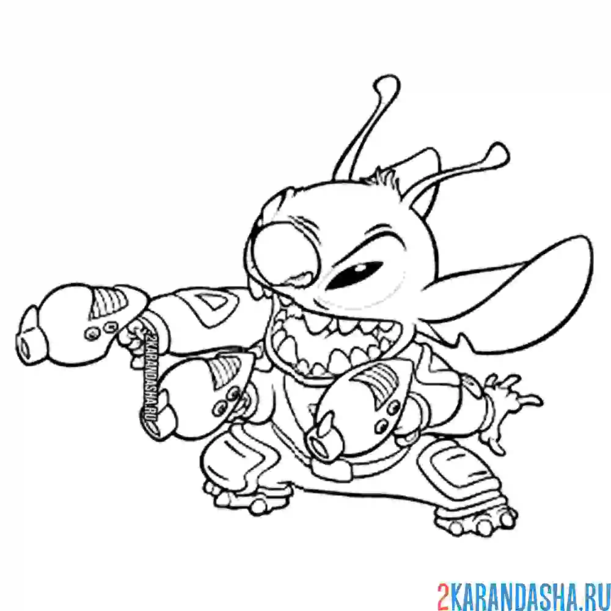 Раскраска стич опасный