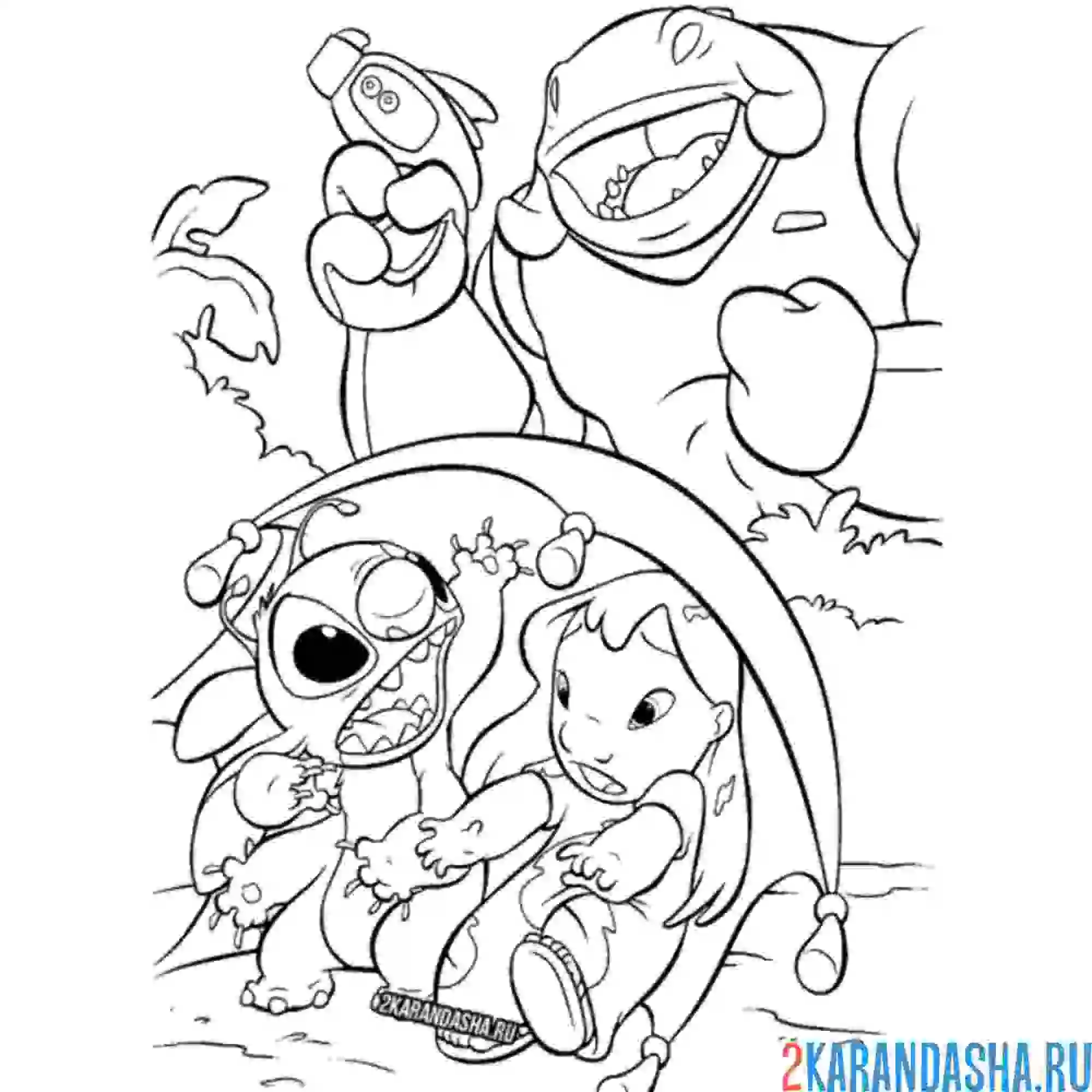 Раскраска стич и лило приключения