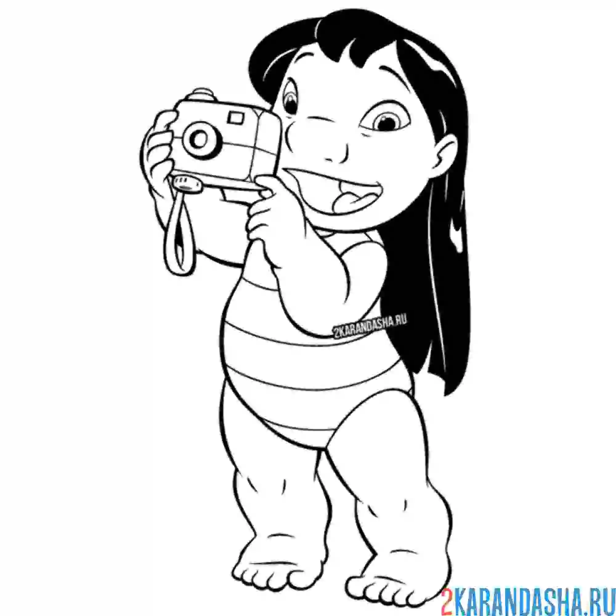 Раскраска лило и фотоаппарат