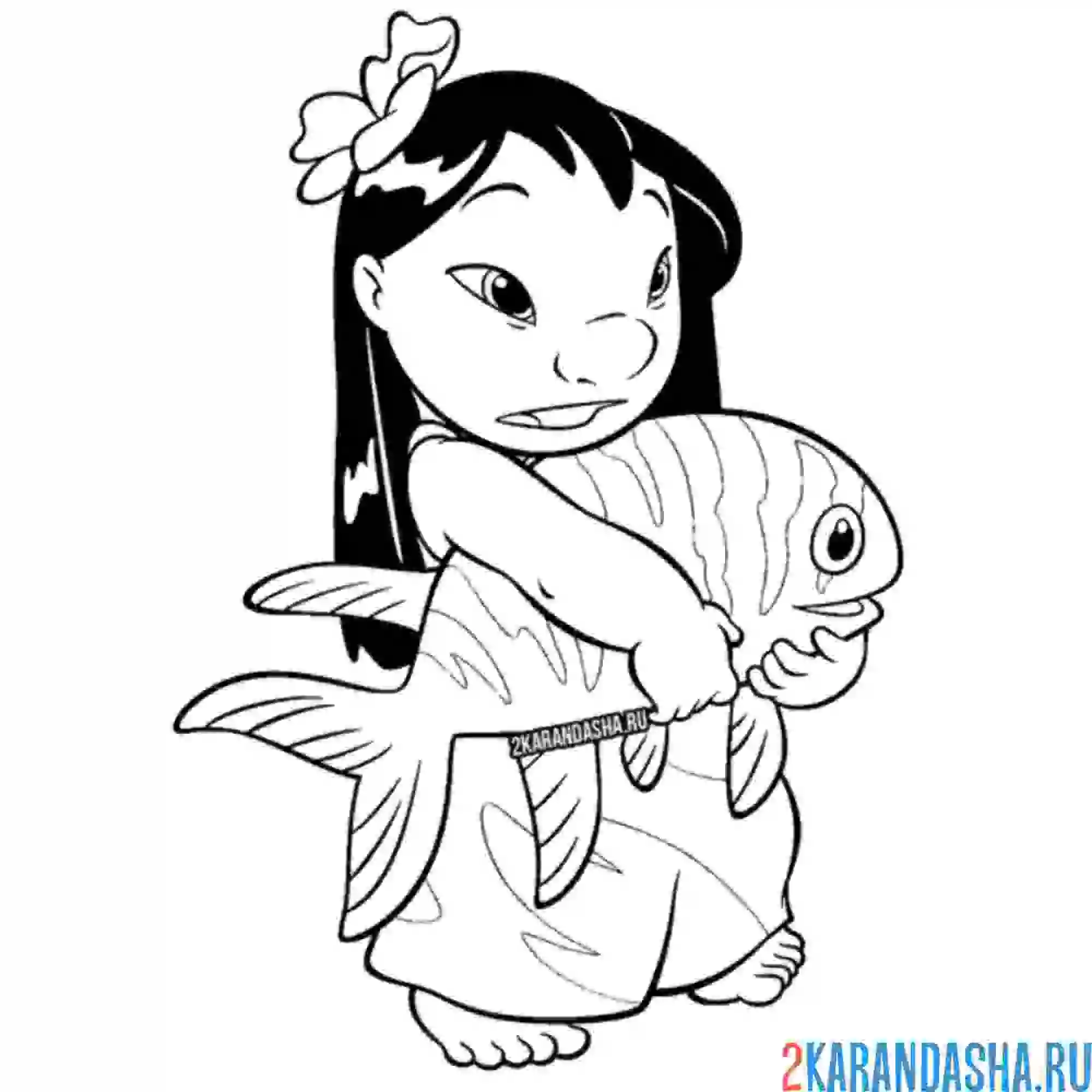 Раскраска лило и рыбка