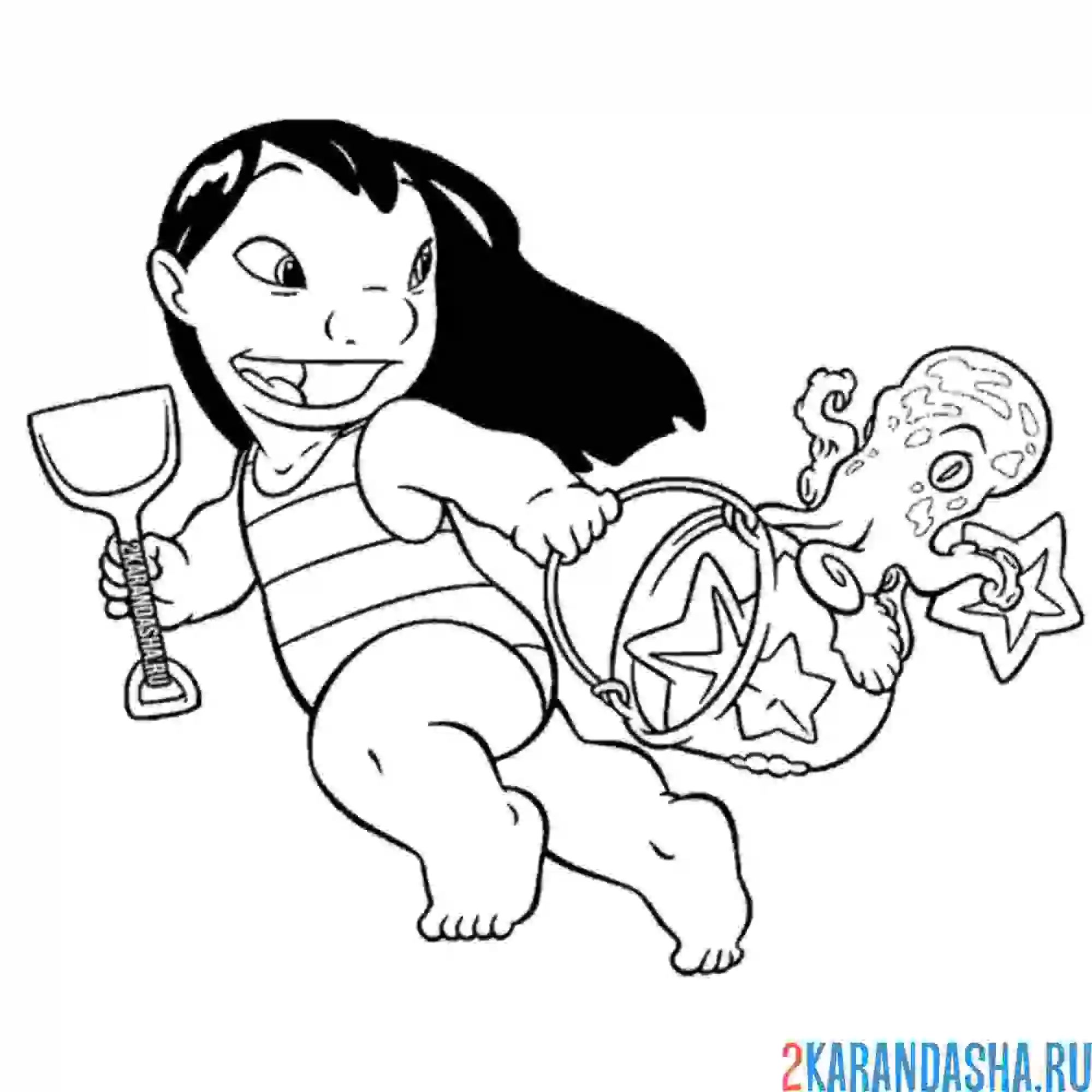 Раскраска лило на пляже