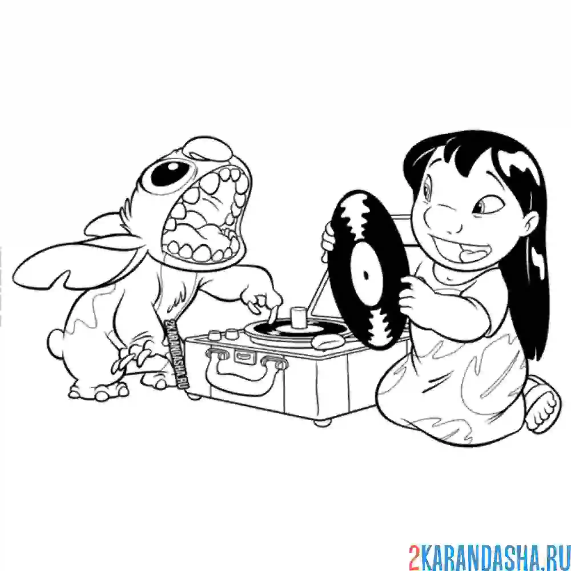 Раскраска лило показывает стичу пластинку