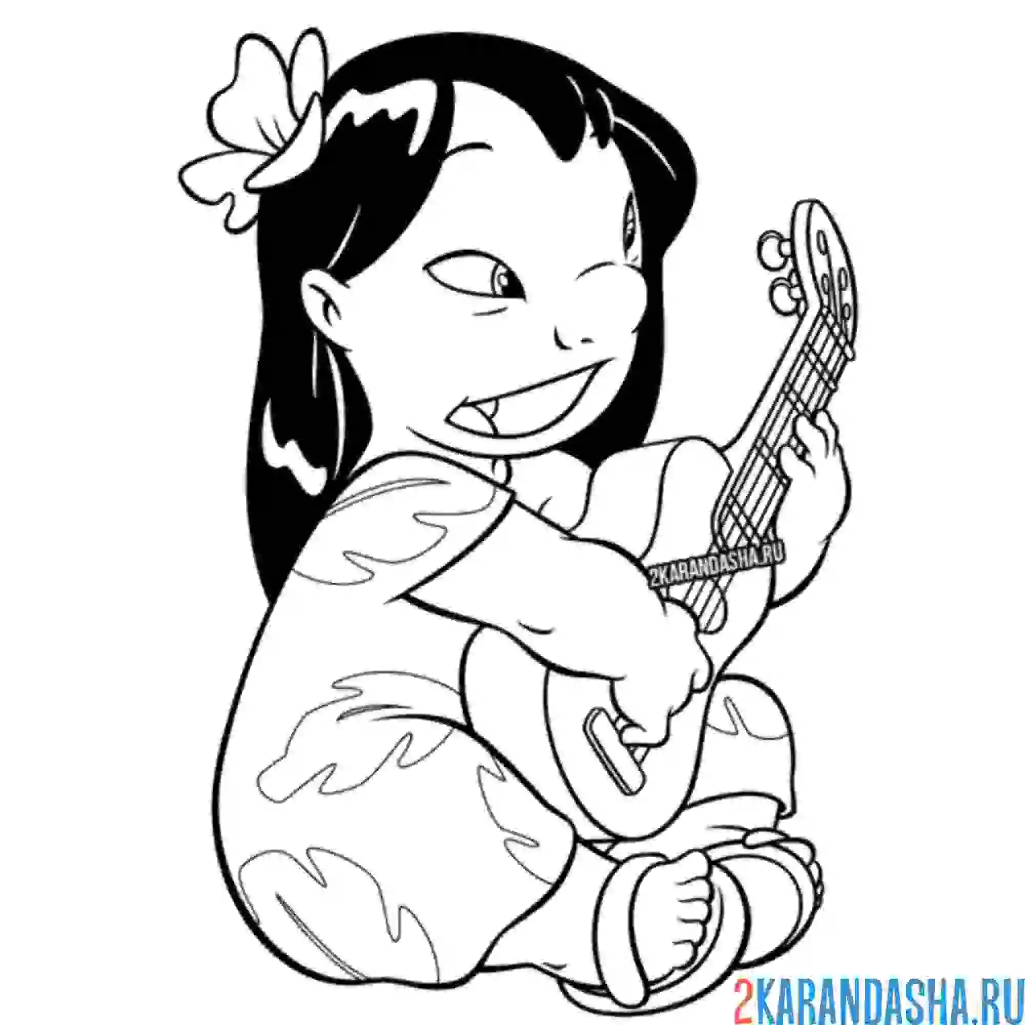 Раскраска лило играет на гитаре